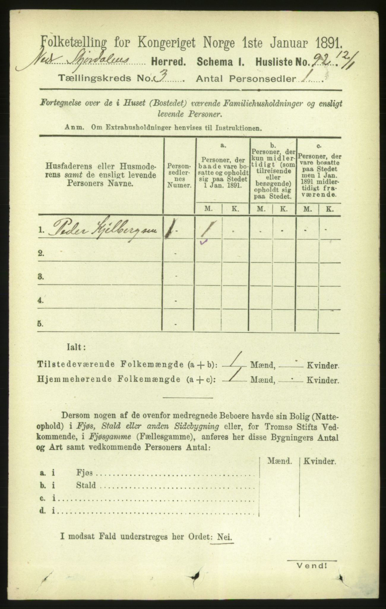 RA, 1891 census for 1714 Nedre Stjørdal, 1891, p. 1043