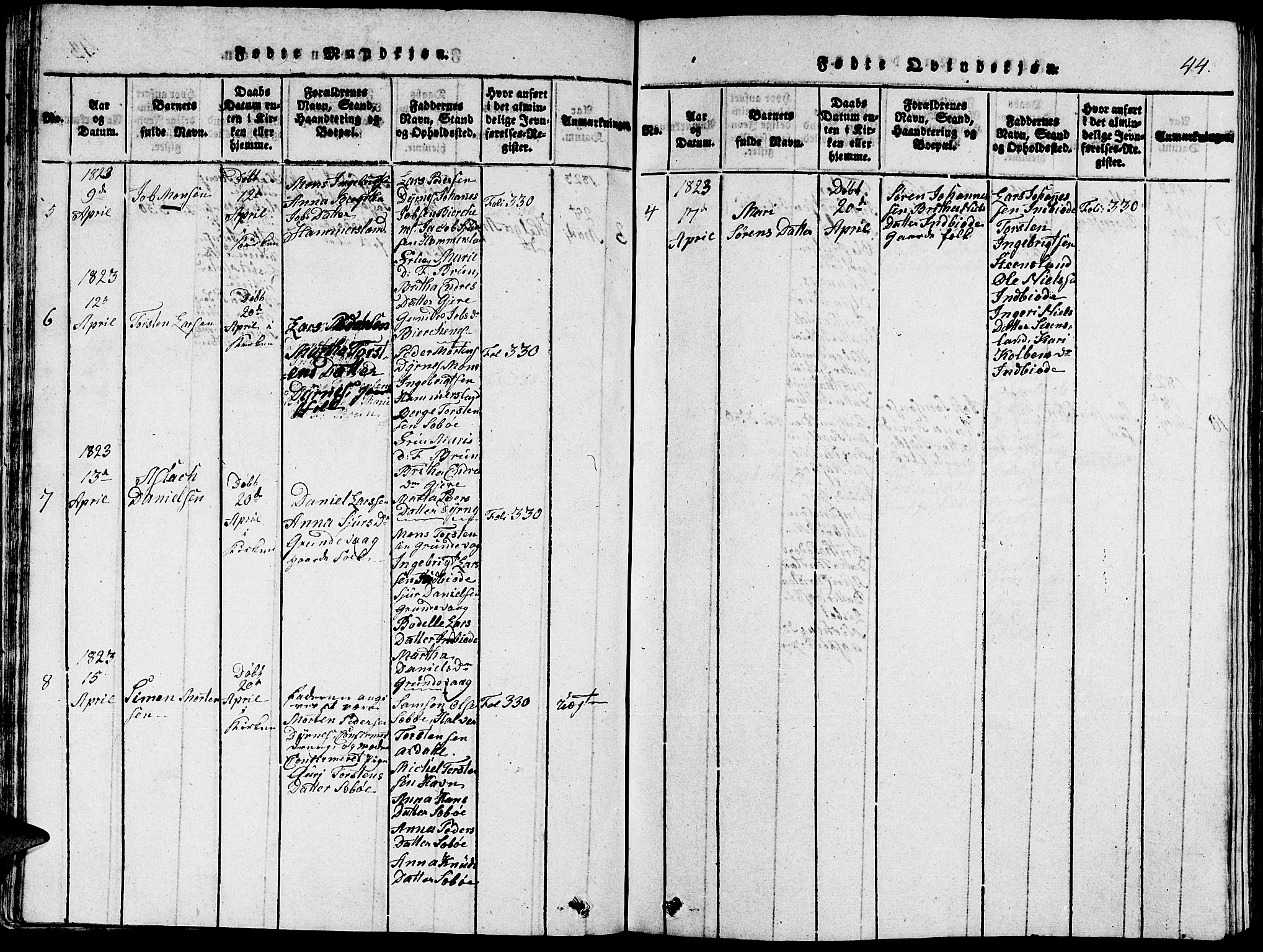 Fjelberg sokneprestembete, SAB/A-75201/H/Hab: Parish register (copy) no. A 1, 1816-1823, p. 44