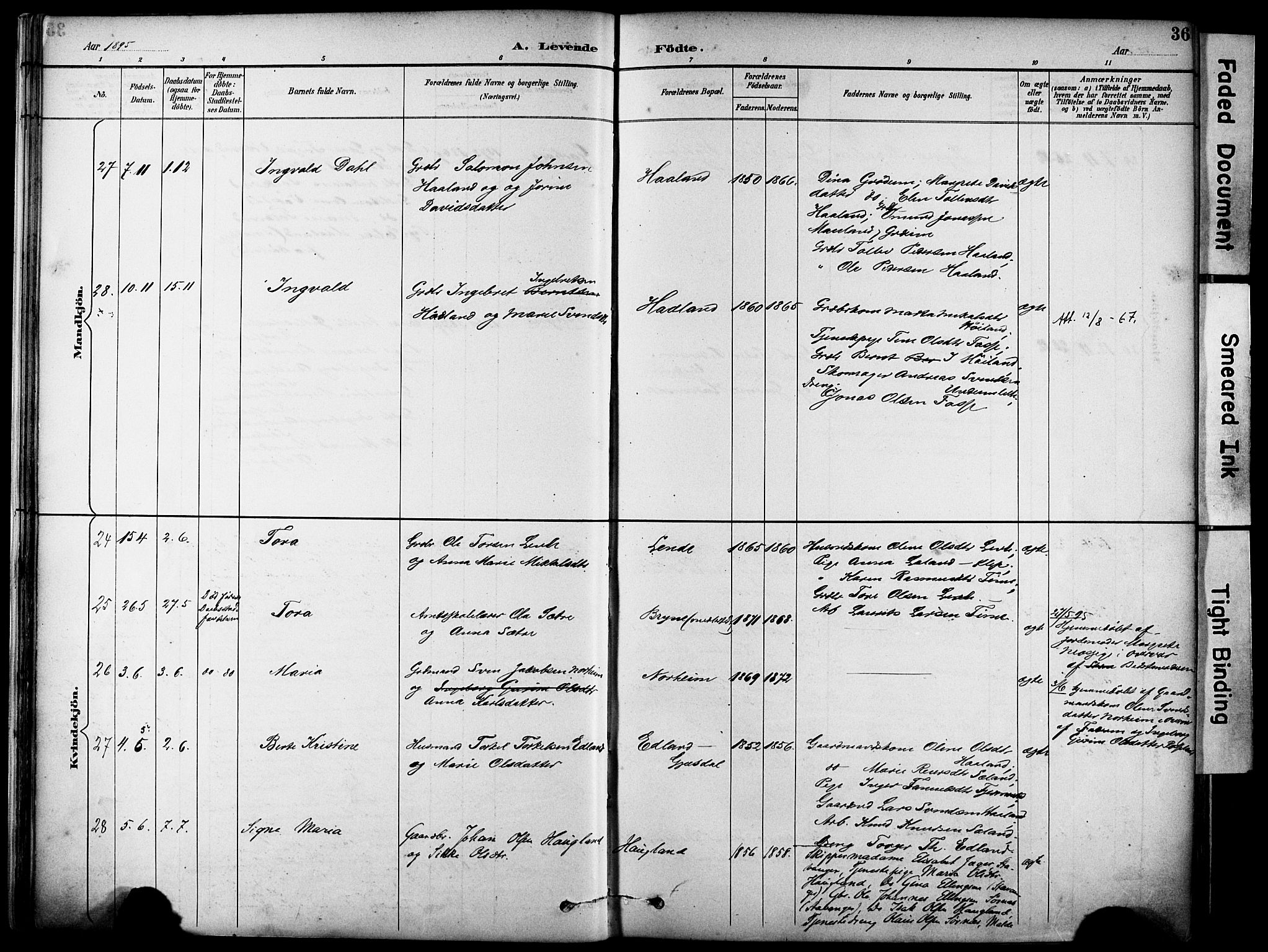 Lye sokneprestkontor, AV/SAST-A-101794/001/30BA/L0011: Parish register (official) no. A 9, 1893-1903, p. 36