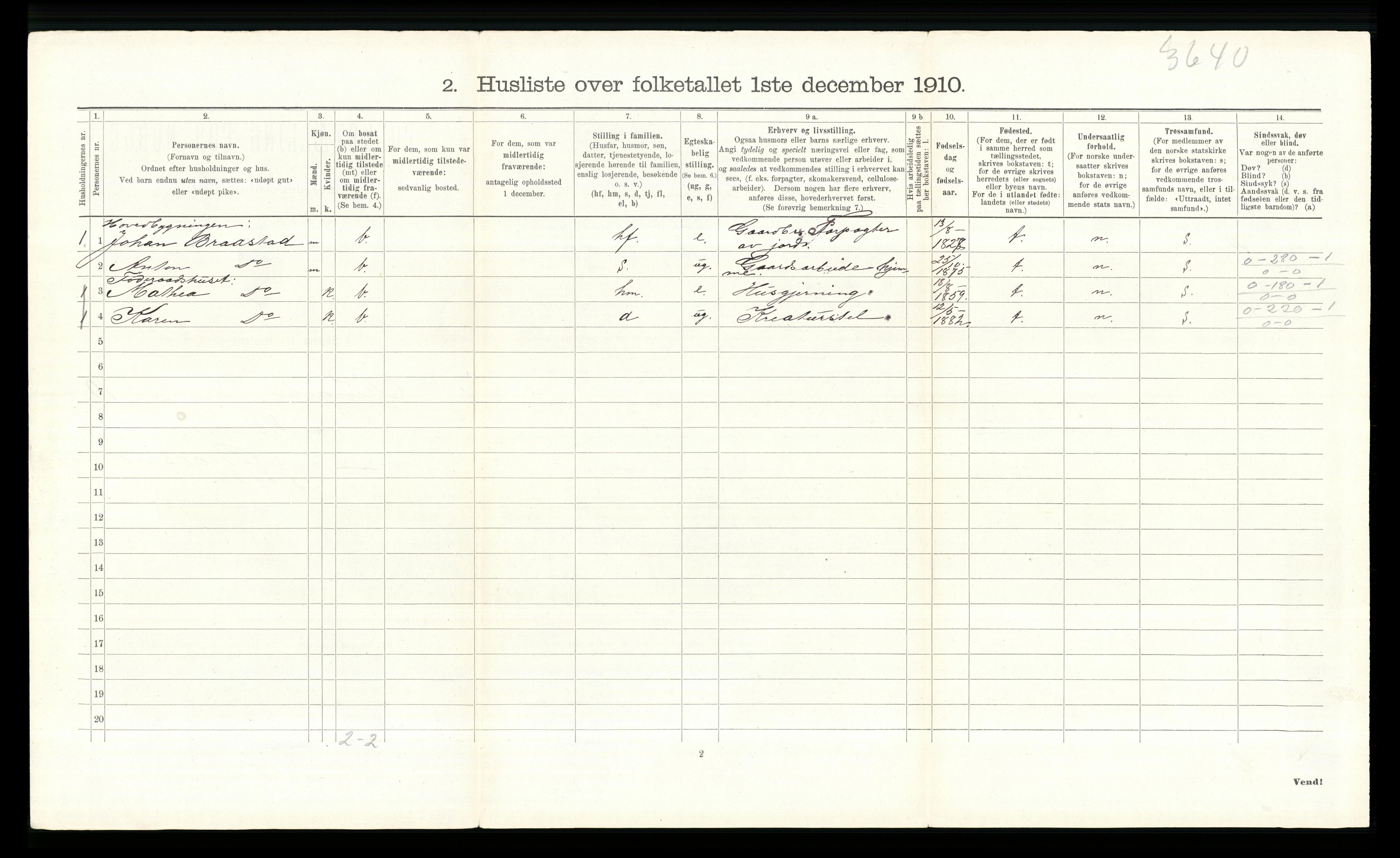 RA, 1910 census for Ringebu, 1910, p. 1353