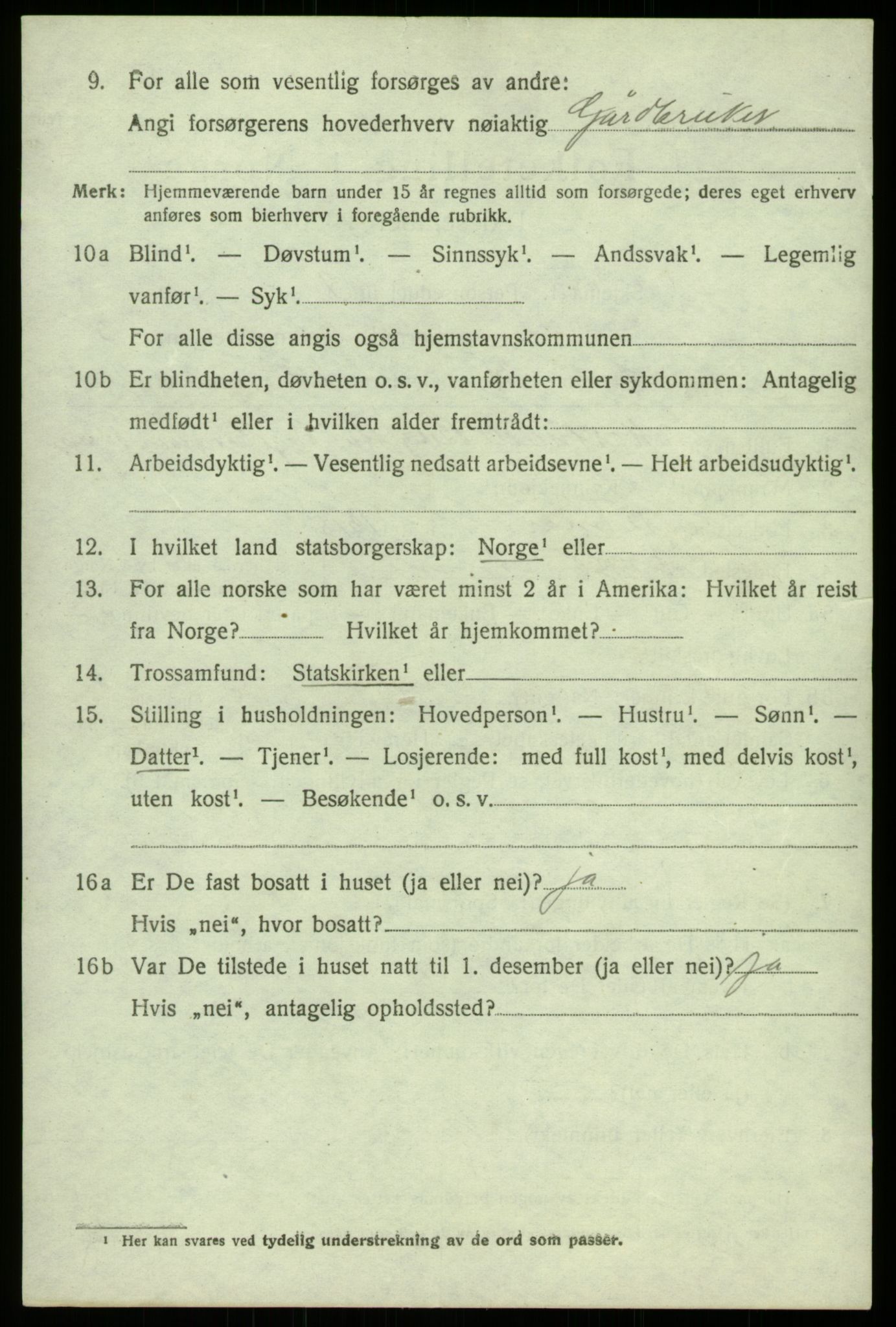 SAB, 1920 census for Åsane, 1920, p. 2442