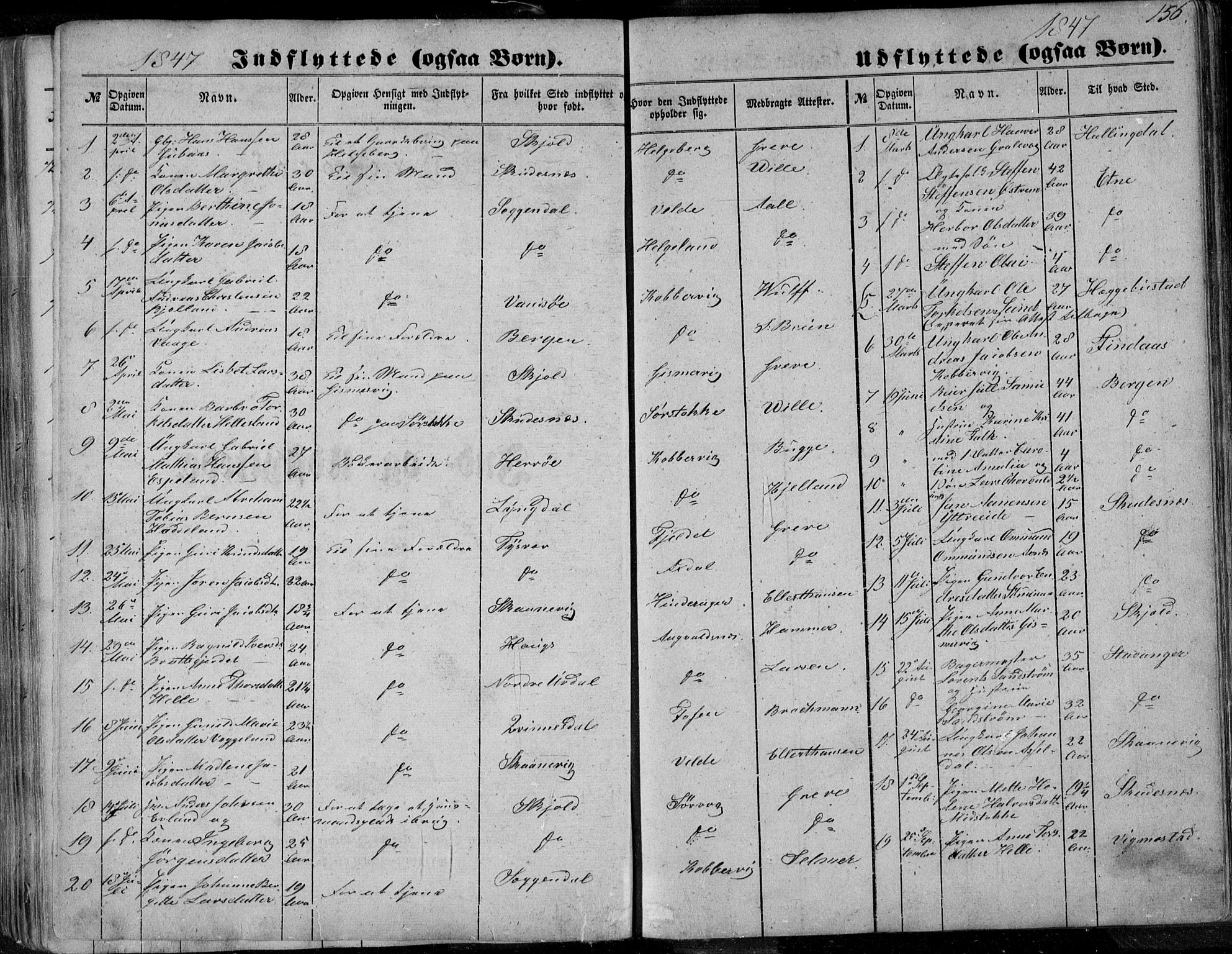Avaldsnes sokneprestkontor, SAST/A -101851/H/Ha/Haa/L0008: Parish register (official) no. A 8, 1847-1857, p. 156