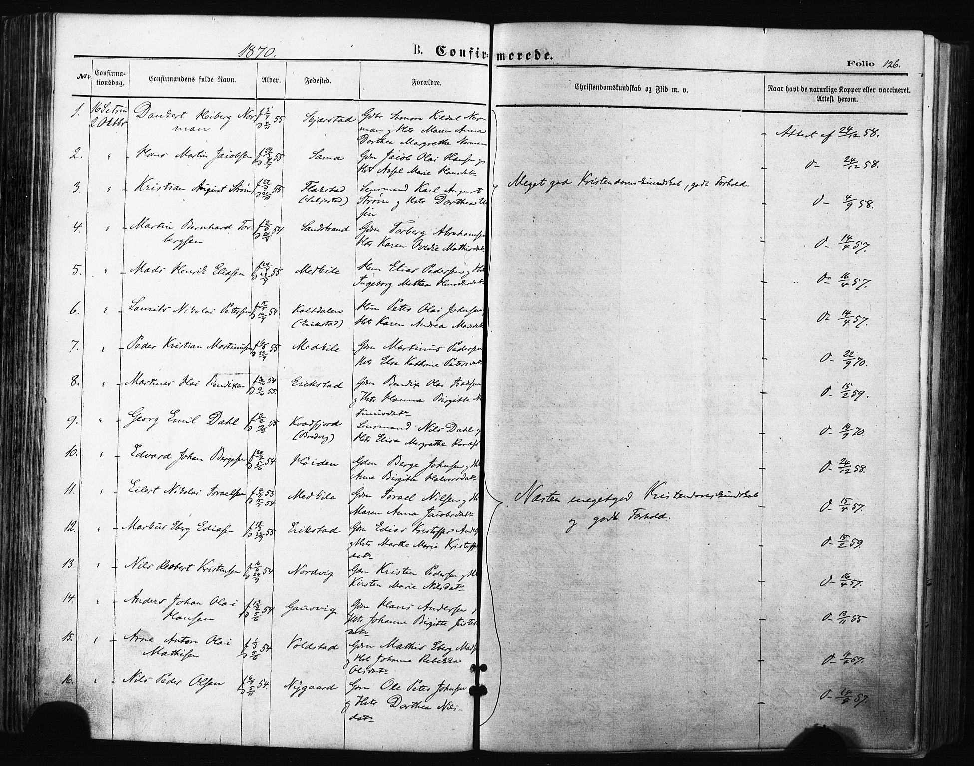 Trondenes sokneprestkontor, SATØ/S-1319/H/Ha/L0013kirke: Parish register (official) no. 13, 1870-1878, p. 126