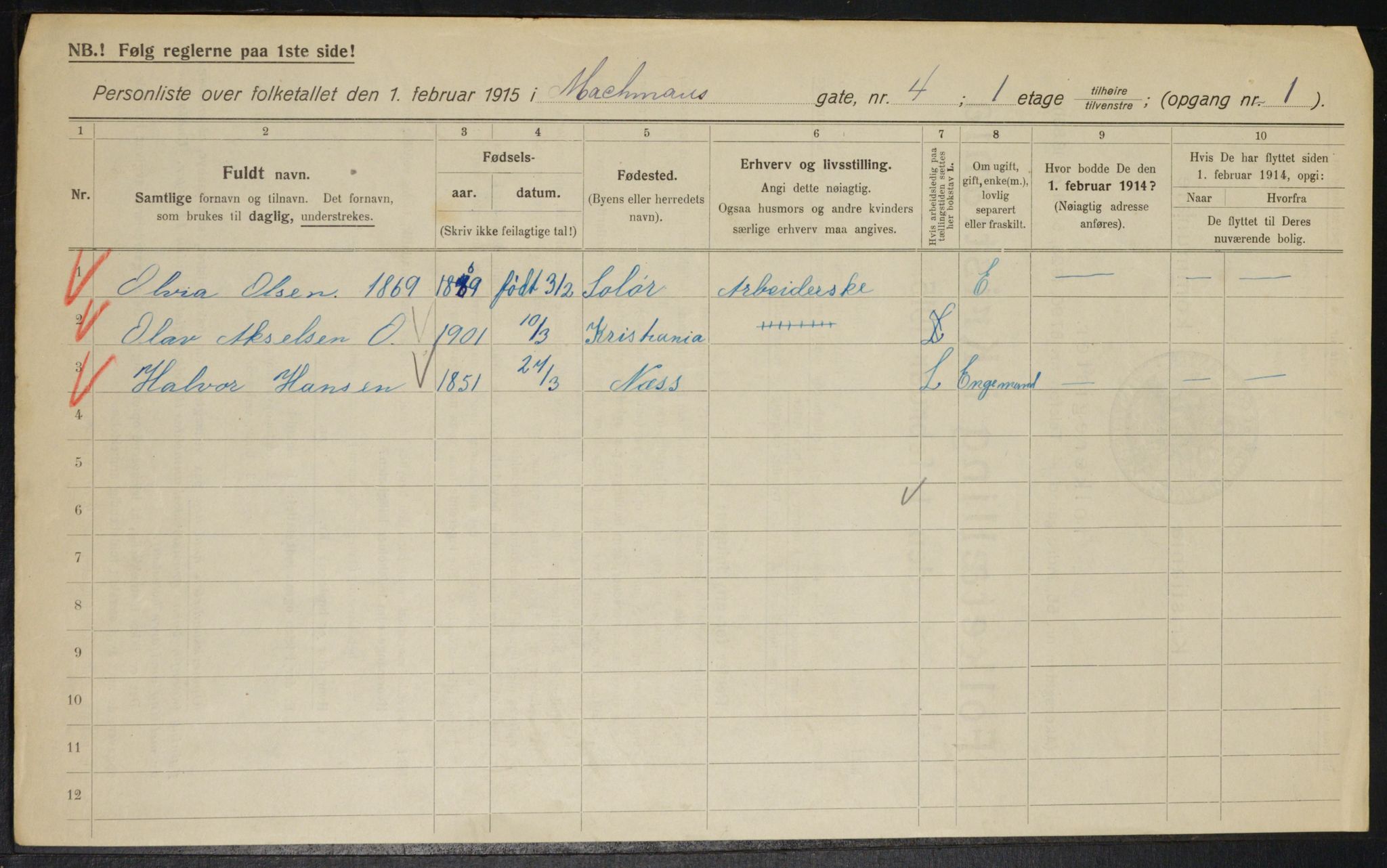 OBA, Municipal Census 1915 for Kristiania, 1915, p. 64258