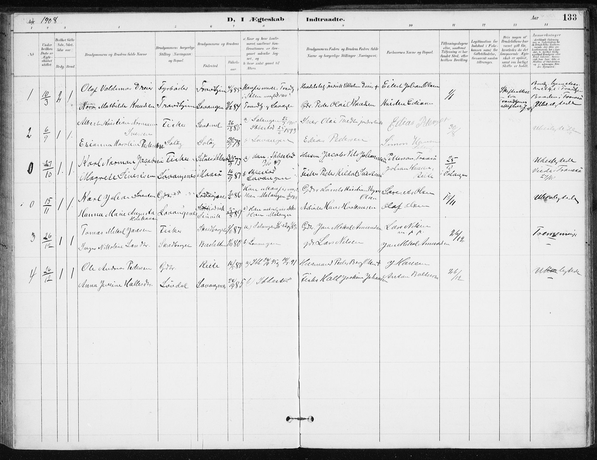 Salangen sokneprestembete, SATØ/S-1324/H/Ha/L0001kirke: Parish register (official) no. 1, 1893-1911, p. 133