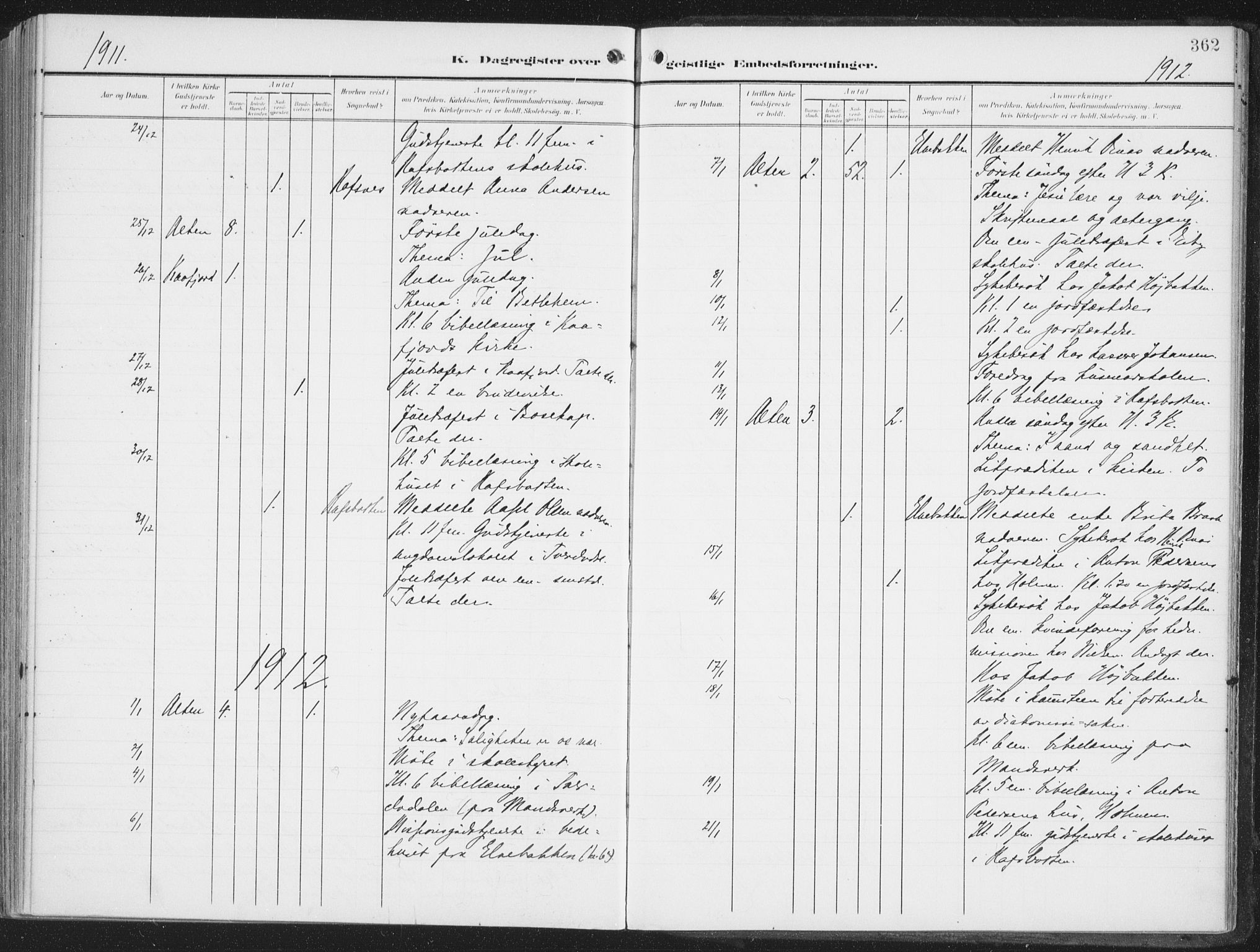 Alta sokneprestkontor, SATØ/S-1338/H/Ha/L0005.kirke: Parish register (official) no. 5, 1904-1918, p. 362