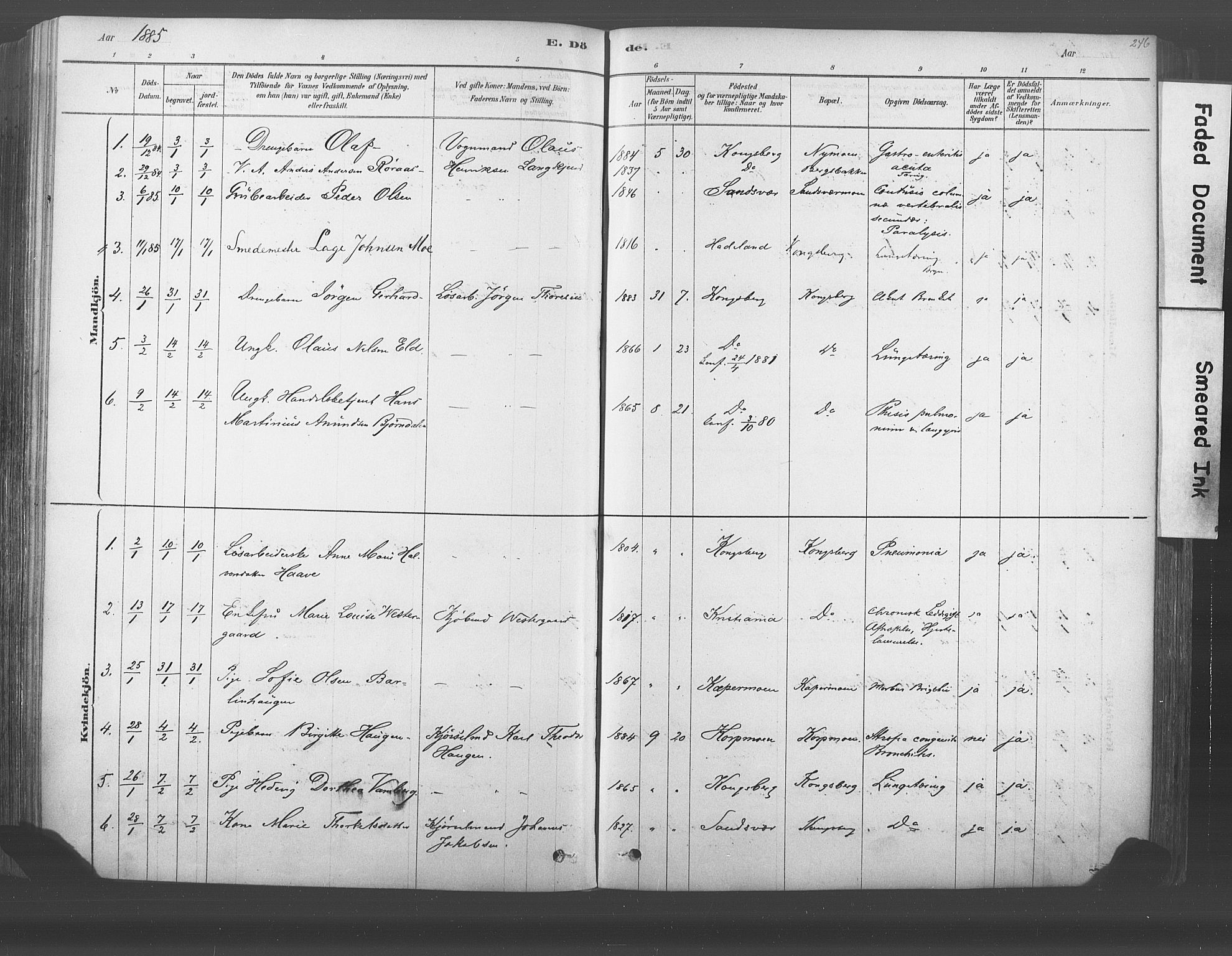 Kongsberg kirkebøker, AV/SAKO-A-22/F/Fb/L0001: Parish register (official) no. II 1, 1878-1886, p. 246