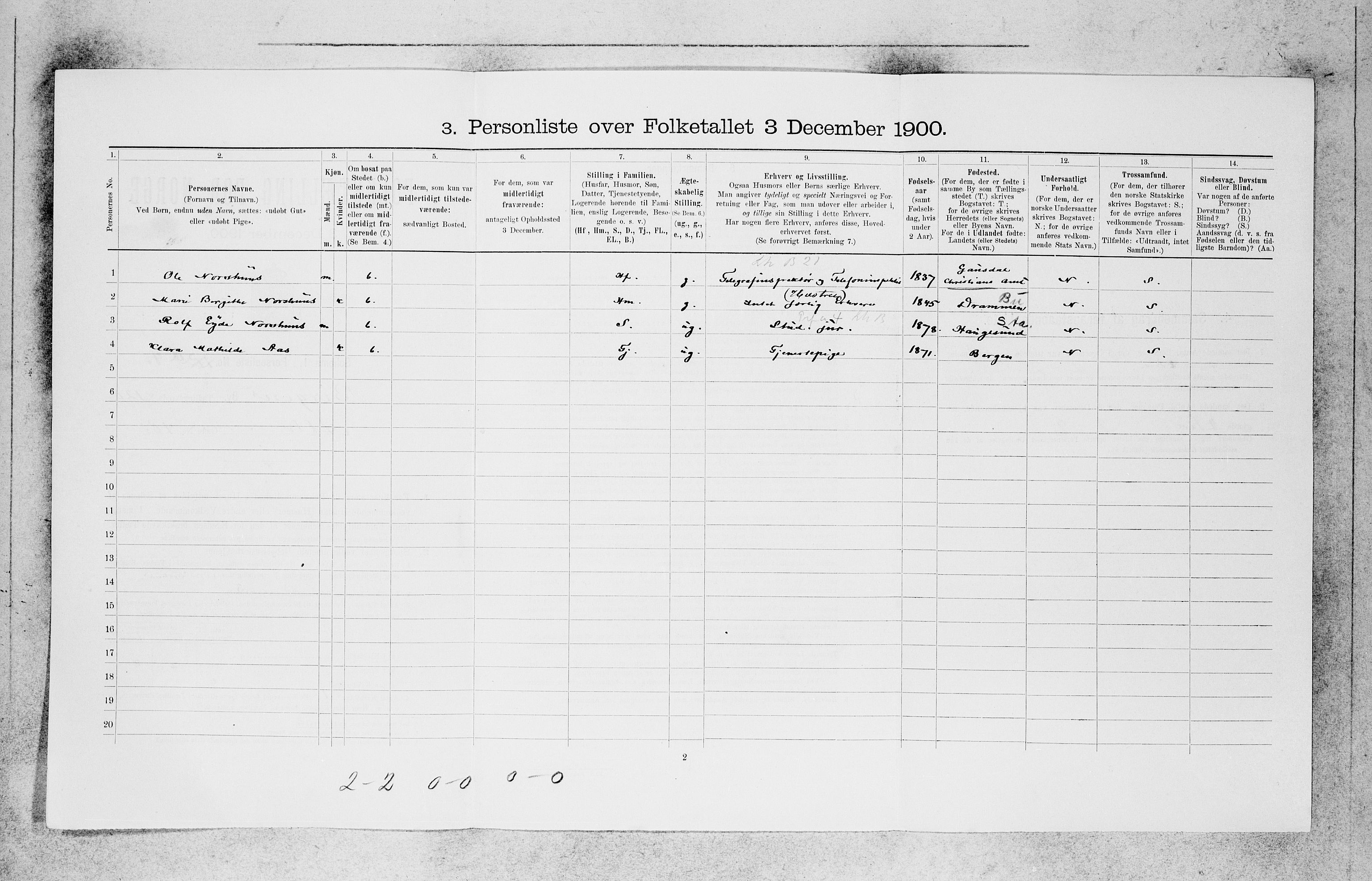 SAB, 1900 census for Bergen, 1900, p. 26504