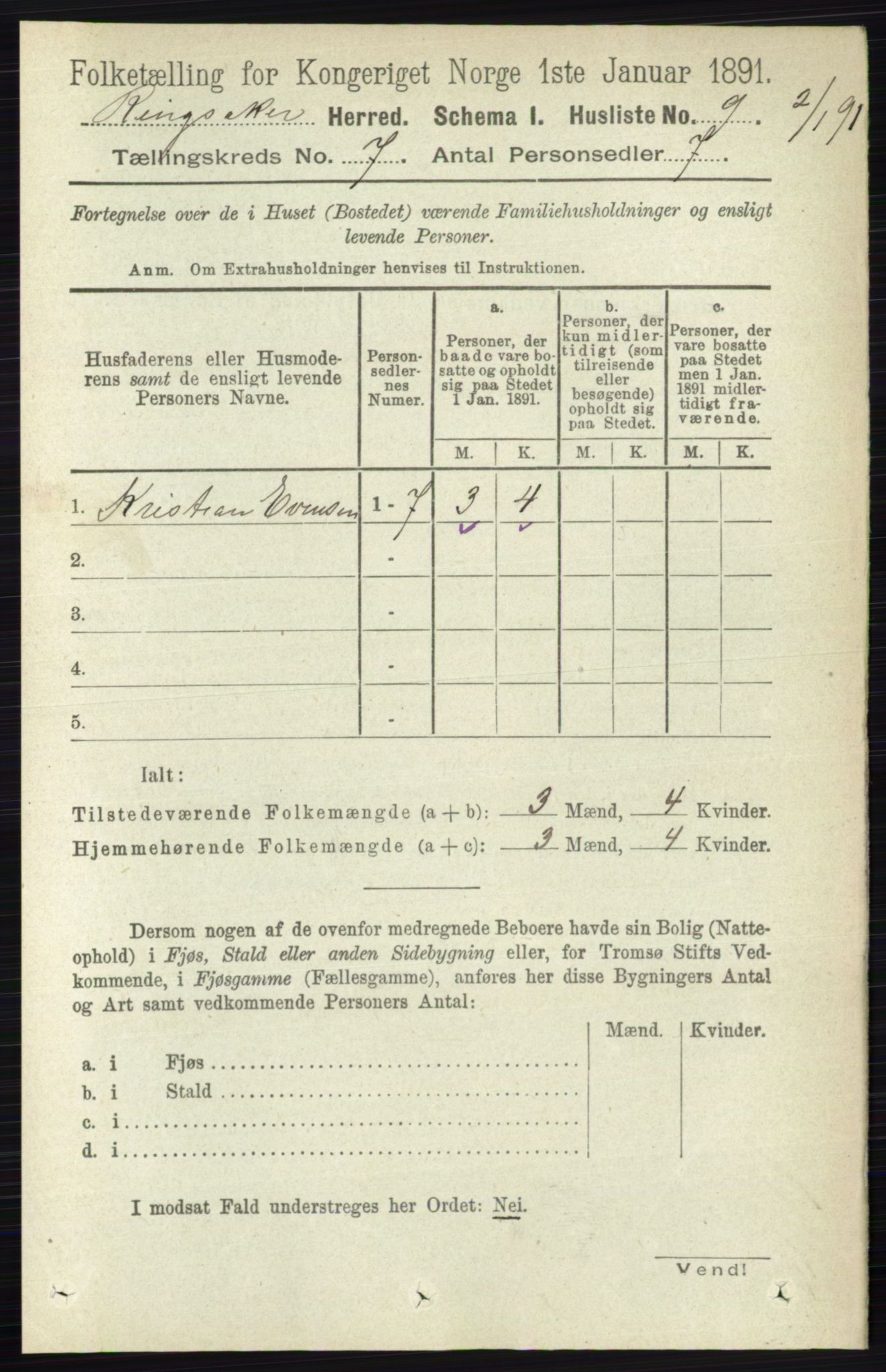 RA, 1891 census for 0412 Ringsaker, 1891, p. 3799