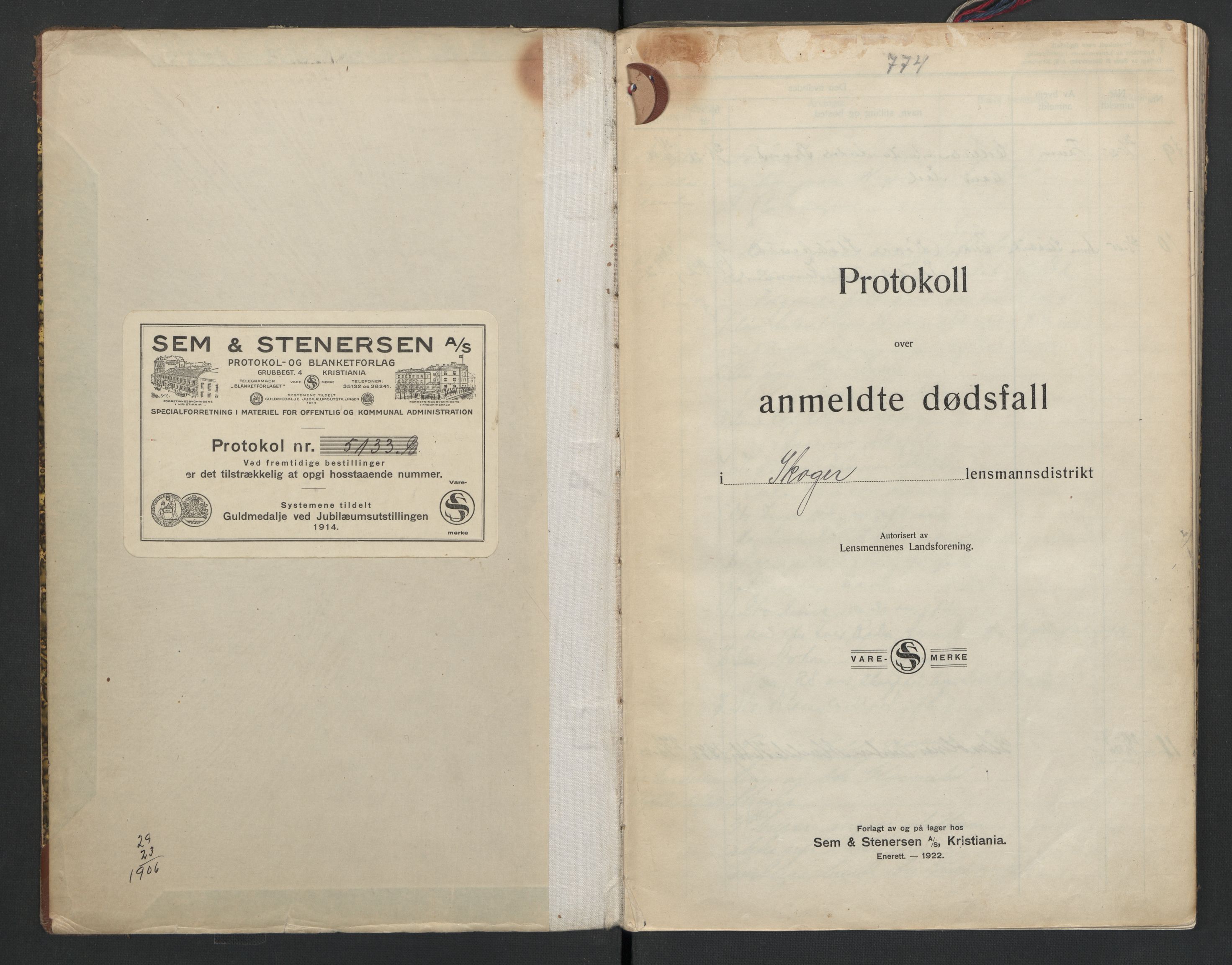 Skoger lensmannskontor, AV/SAKO-A-548/H/Ha/L0008: Dødsfallsprotokoll, 1925-1930