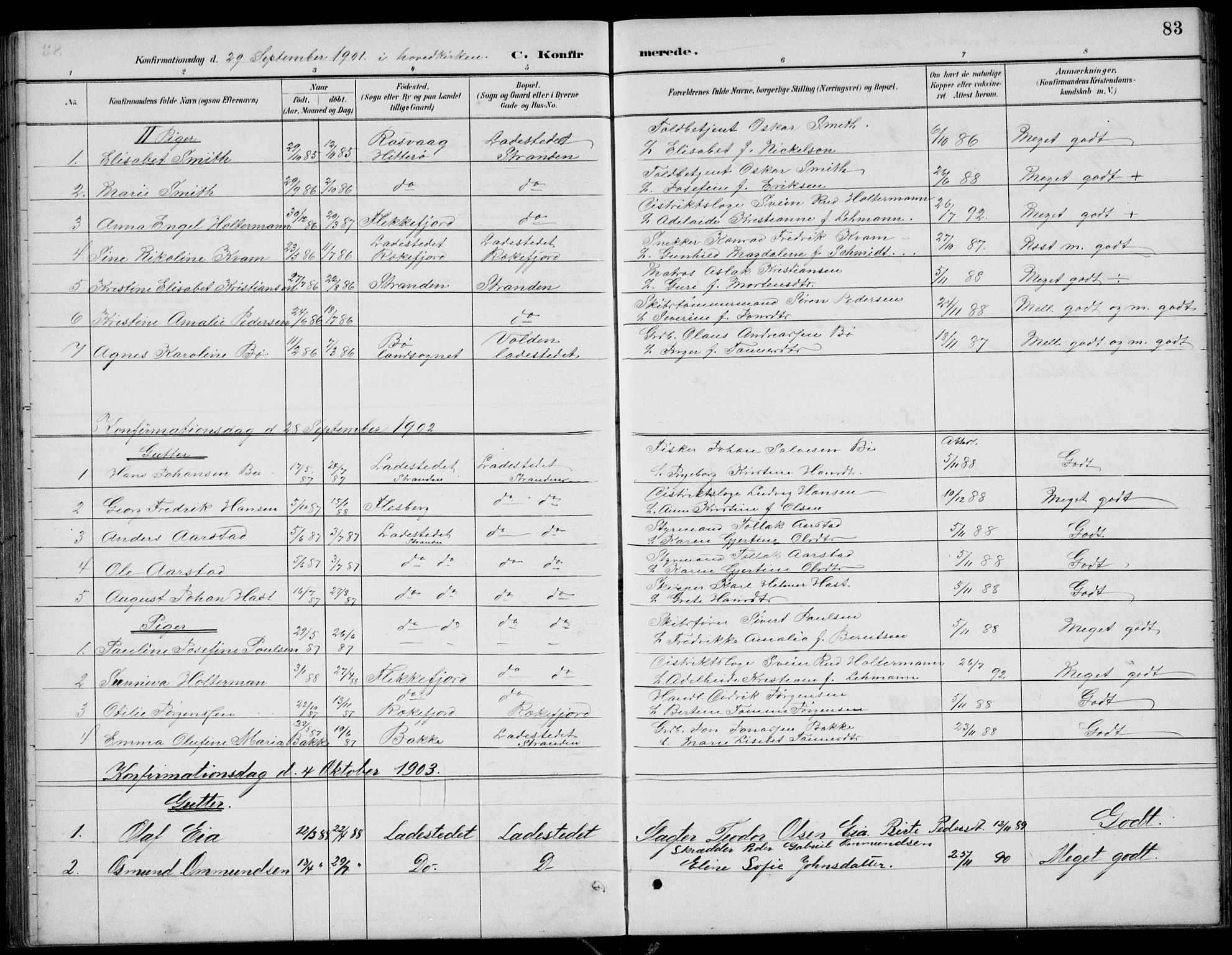 Sokndal sokneprestkontor, SAST/A-101808: Parish register (copy) no. B 5, 1887-1934, p. 83