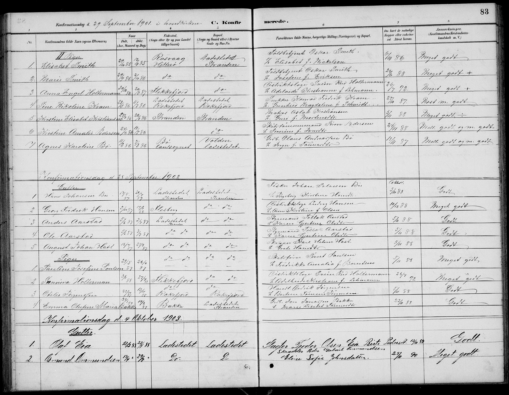 Sokndal sokneprestkontor, AV/SAST-A-101808: Parish register (copy) no. B 5, 1887-1934, p. 83