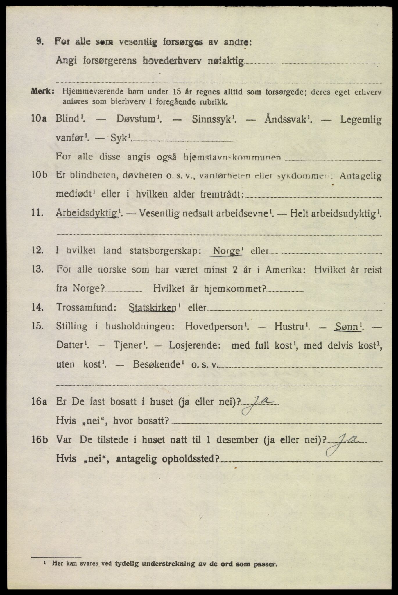 SAK, 1920 census for Oddernes, 1920, p. 7102