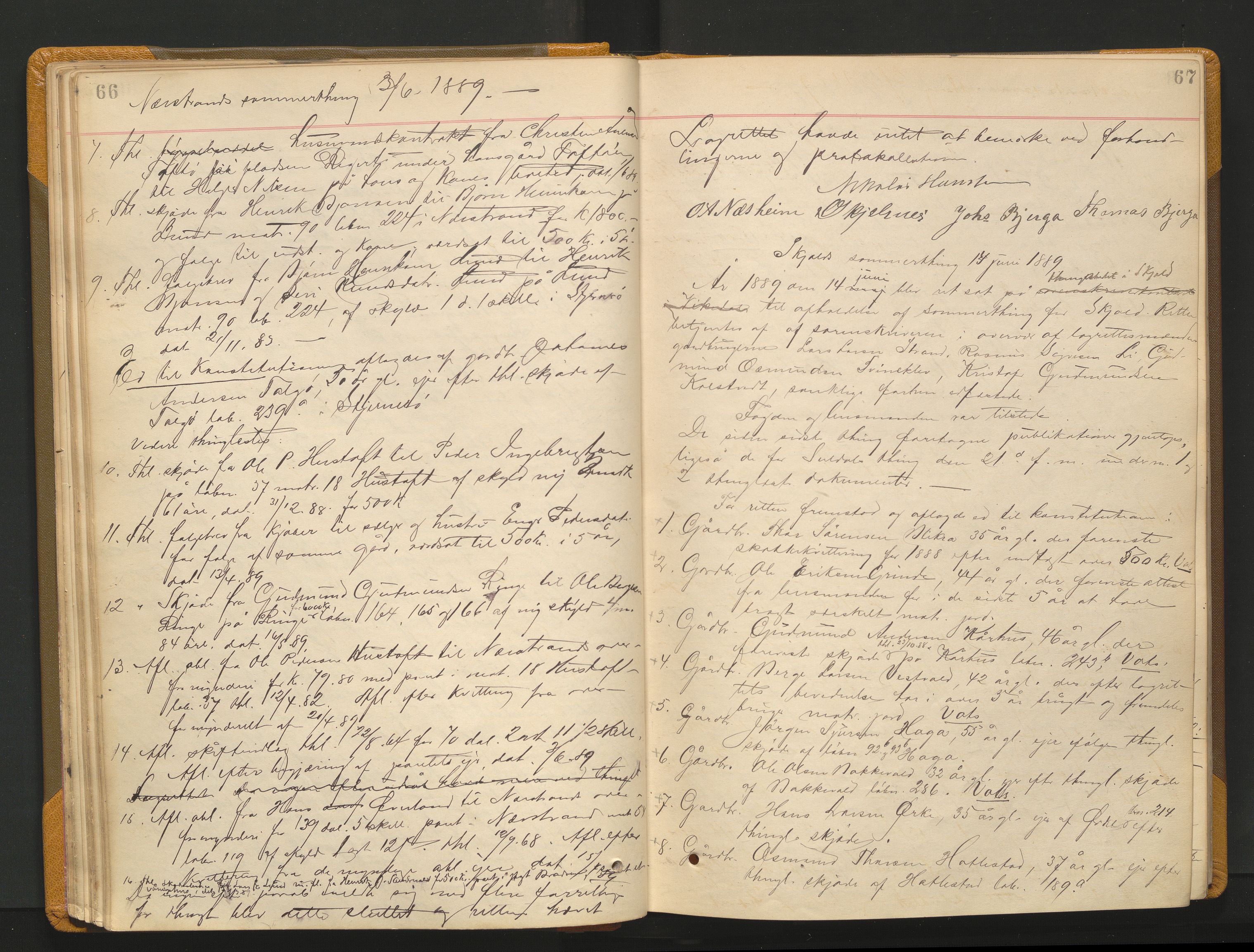 Ryfylke tingrett, AV/SAST-A-100055/001/I/IB/IB0/L0015: Tingbok, Ryfylke, 1889-1891, p. 66-67