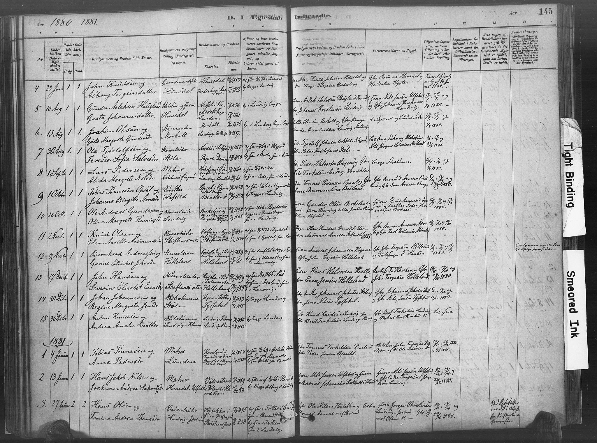 Hommedal sokneprestkontor, SAK/1111-0023/F/Fa/Fab/L0006: Parish register (official) no. A 6, 1878-1897, p. 145