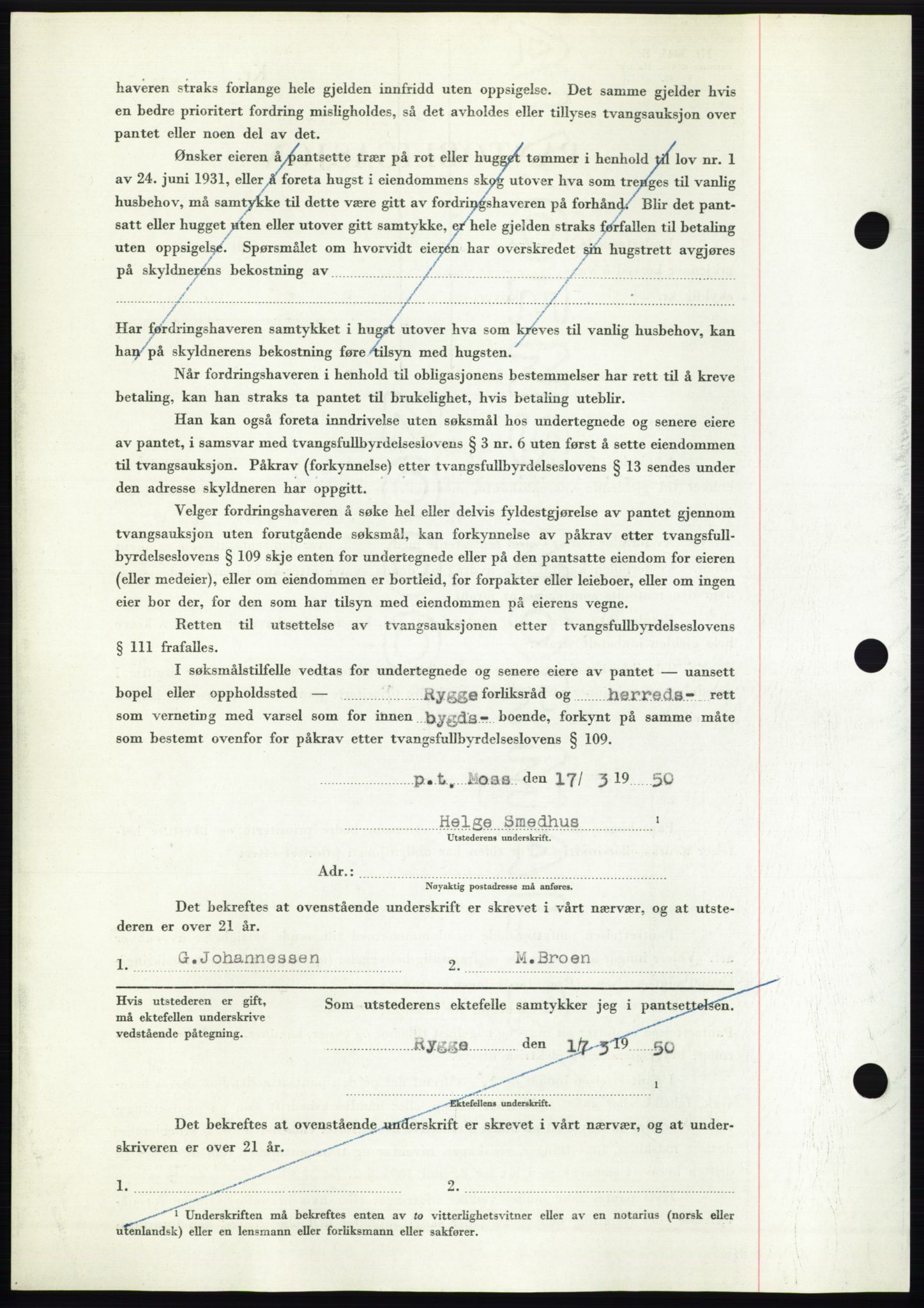 Moss sorenskriveri, AV/SAO-A-10168: Mortgage book no. B24, 1950-1950, Diary no: : 873/1950