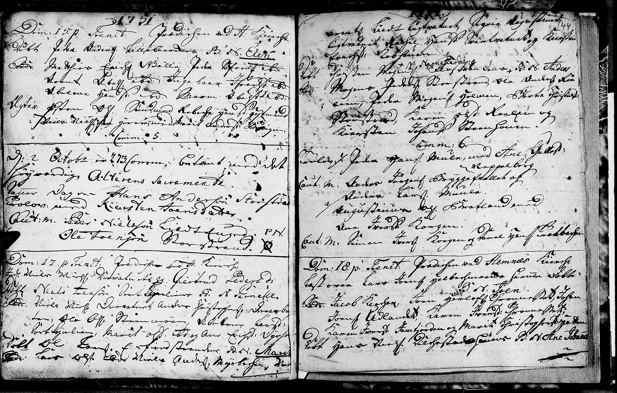 Ministerialprotokoller, klokkerbøker og fødselsregistre - Nordland, SAT/A-1459/825/L0347: Parish register (official) no. 825A03, 1748-1751, p. 44