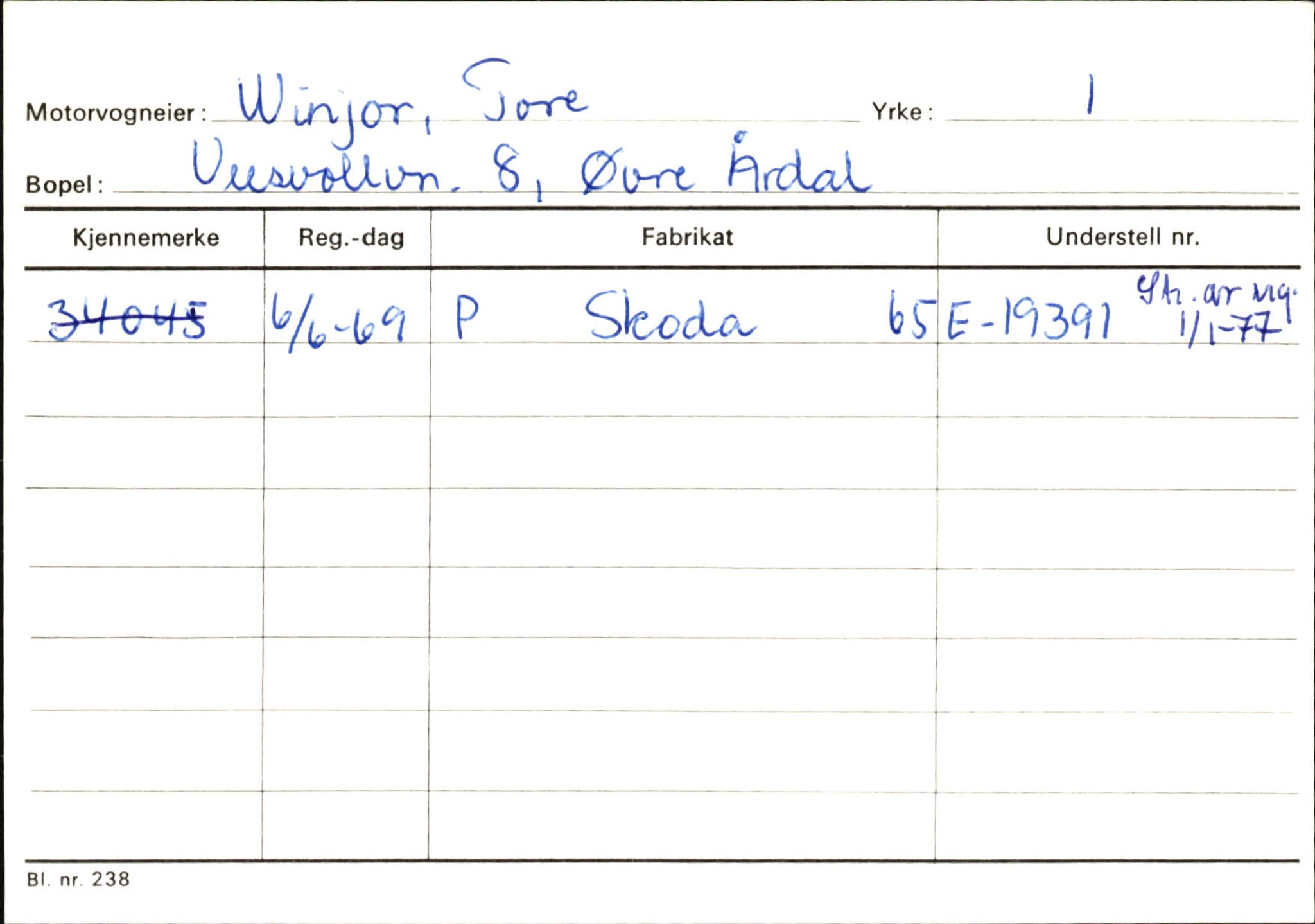 Statens vegvesen, Sogn og Fjordane vegkontor, AV/SAB-A-5301/4/F/L0146: Registerkort Årdal R-Å samt diverse kort, 1945-1975, p. 1366