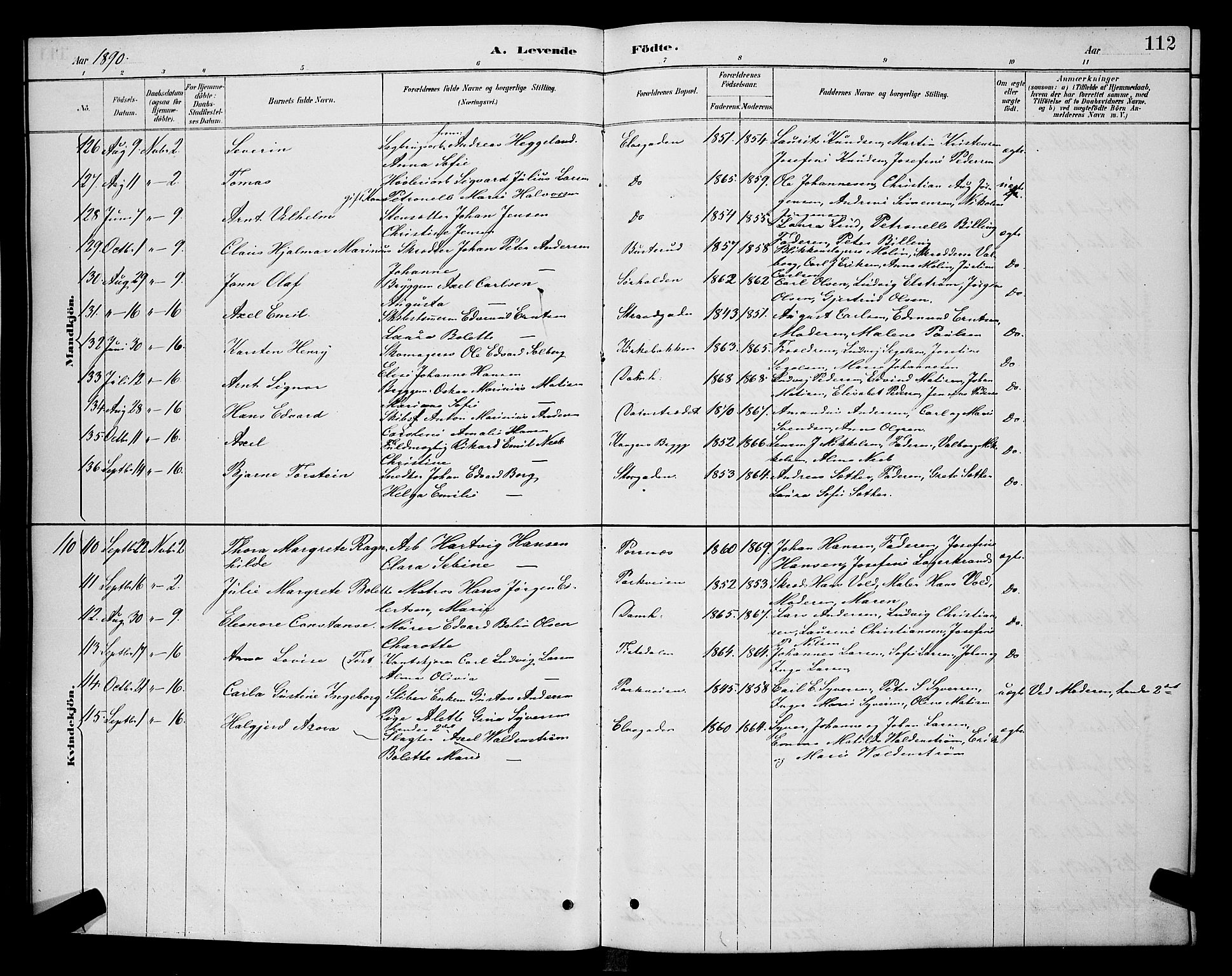 Halden prestekontor Kirkebøker, SAO/A-10909/G/Ga/L0008: Parish register (copy) no. 8, 1885-1899, p. 112
