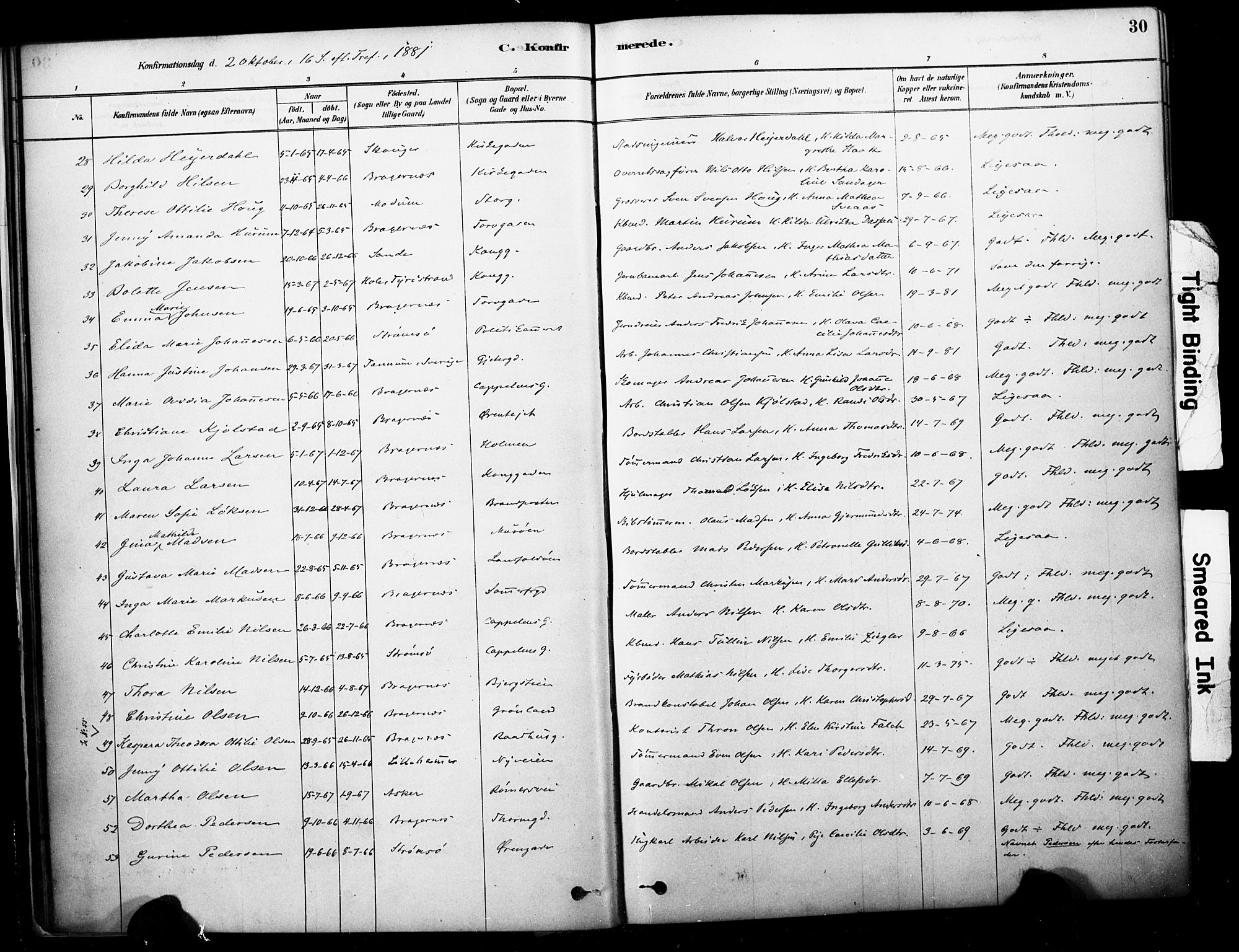 Bragernes kirkebøker, SAKO/A-6/F/Fc/L0005: Parish register (official) no. III 5, 1878-1890, p. 30