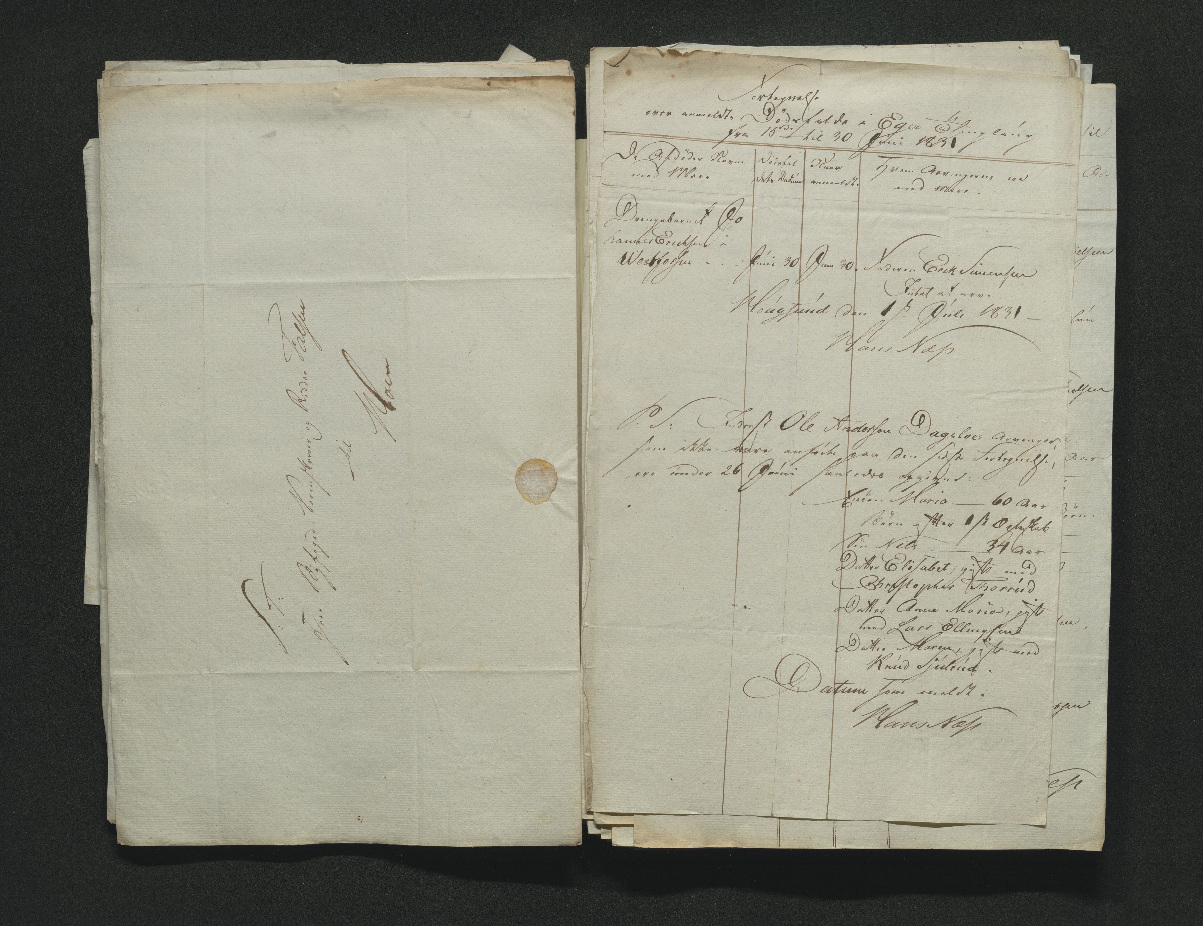 Eiker, Modum og Sigdal sorenskriveri, AV/SAKO-A-123/H/Ha/Hab/L0003: Dødsfallsmeldinger, 1830-1833
