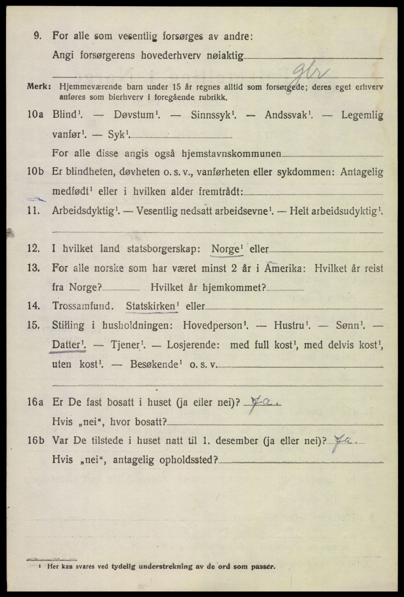 SAH, 1920 census for Ringebu, 1920, p. 10906