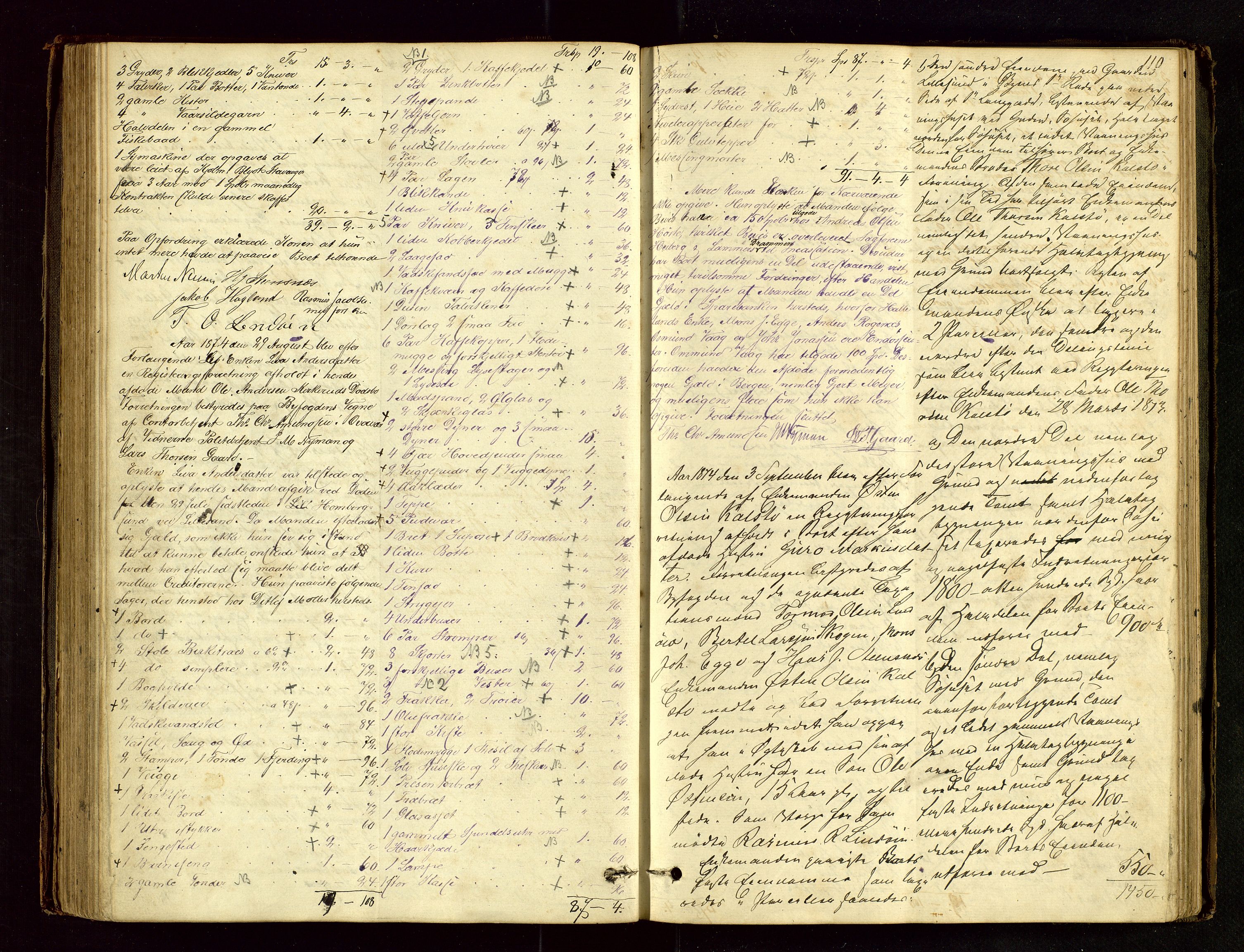Haugesund tingrett, AV/SAST-A-101415/01/IV/IVB/L0001: Skifteregistreringsprotokoll, 1867-1879, p. 109b-110a