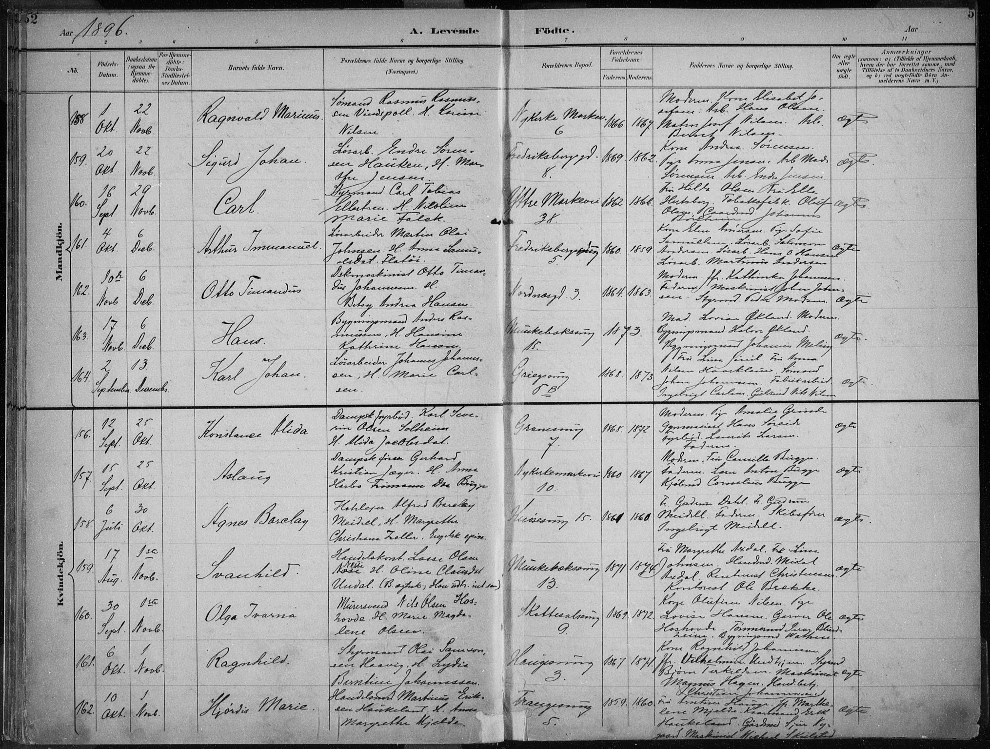 Nykirken Sokneprestembete, AV/SAB-A-77101/H/Haa/L0018: Parish register (official) no. B 6, 1895-1903, p. 52