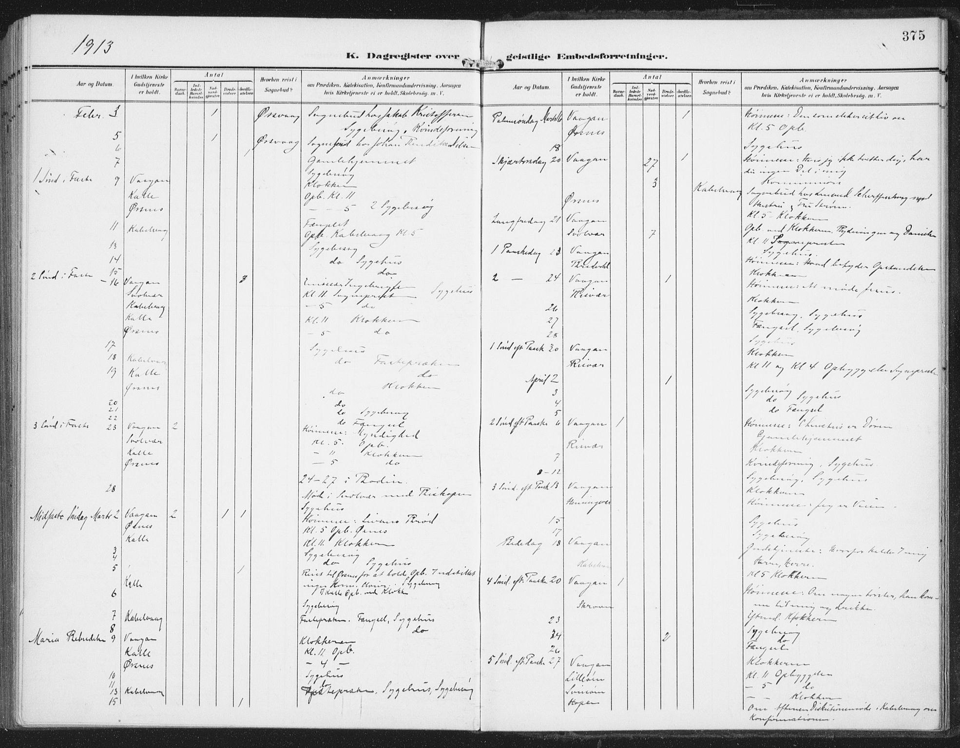 Ministerialprotokoller, klokkerbøker og fødselsregistre - Nordland, AV/SAT-A-1459/874/L1063: Parish register (official) no. 874A07, 1907-1915, p. 375