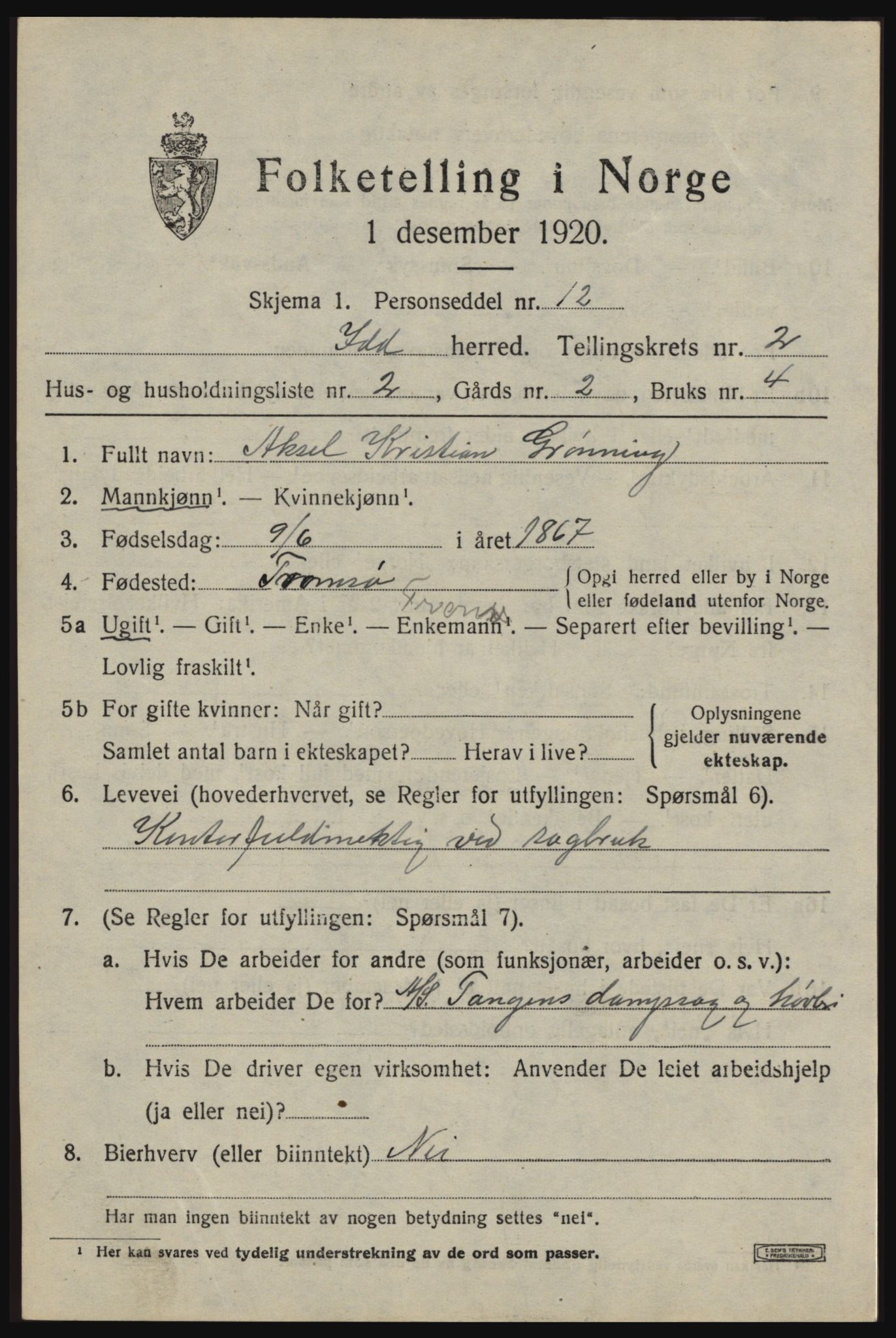 SAO, 1920 census for Idd, 1920, p. 2306