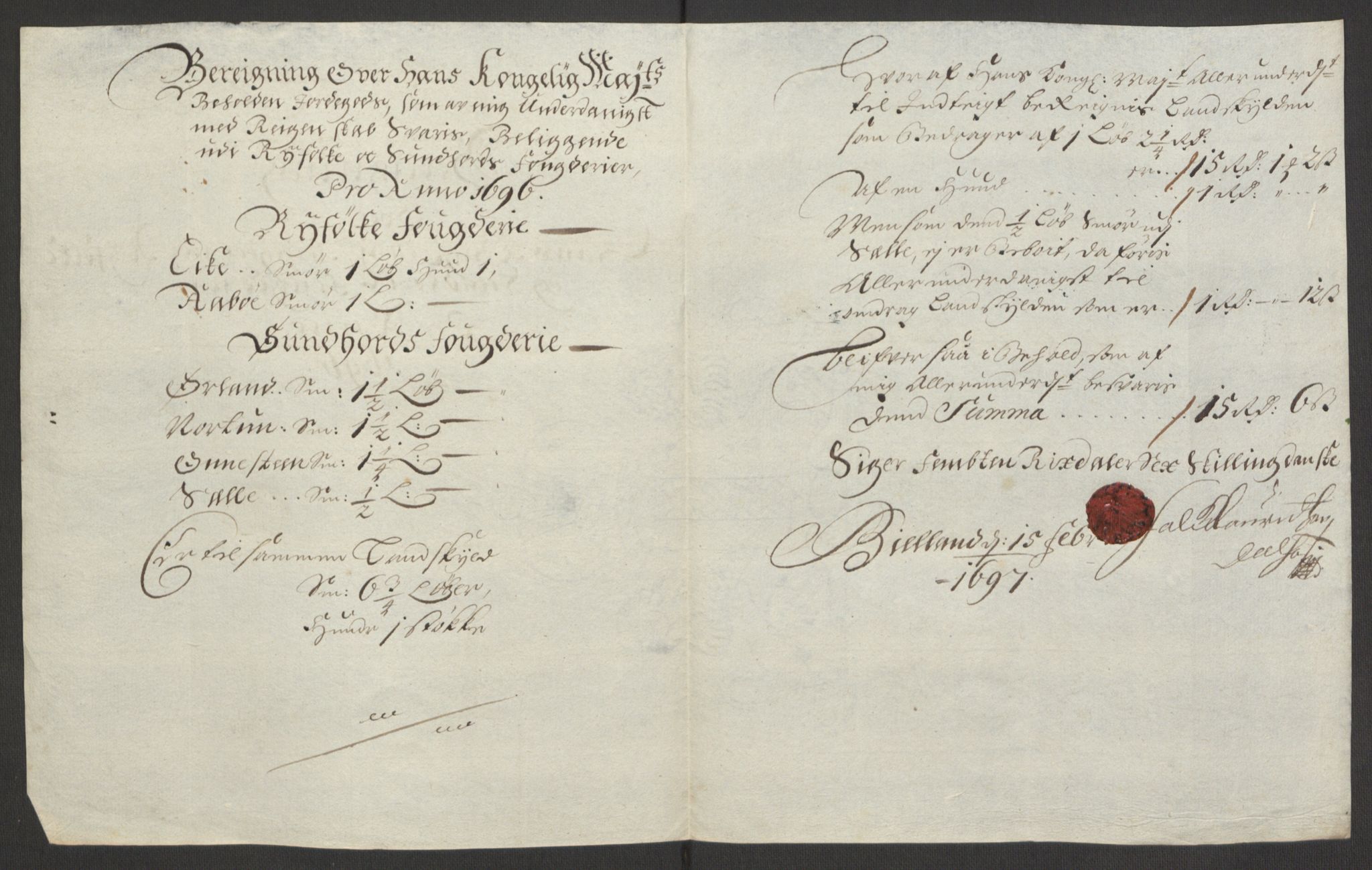 Rentekammeret inntil 1814, Reviderte regnskaper, Fogderegnskap, RA/EA-4092/R48/L2976: Fogderegnskap Sunnhordland og Hardanger, 1695-1696, p. 357