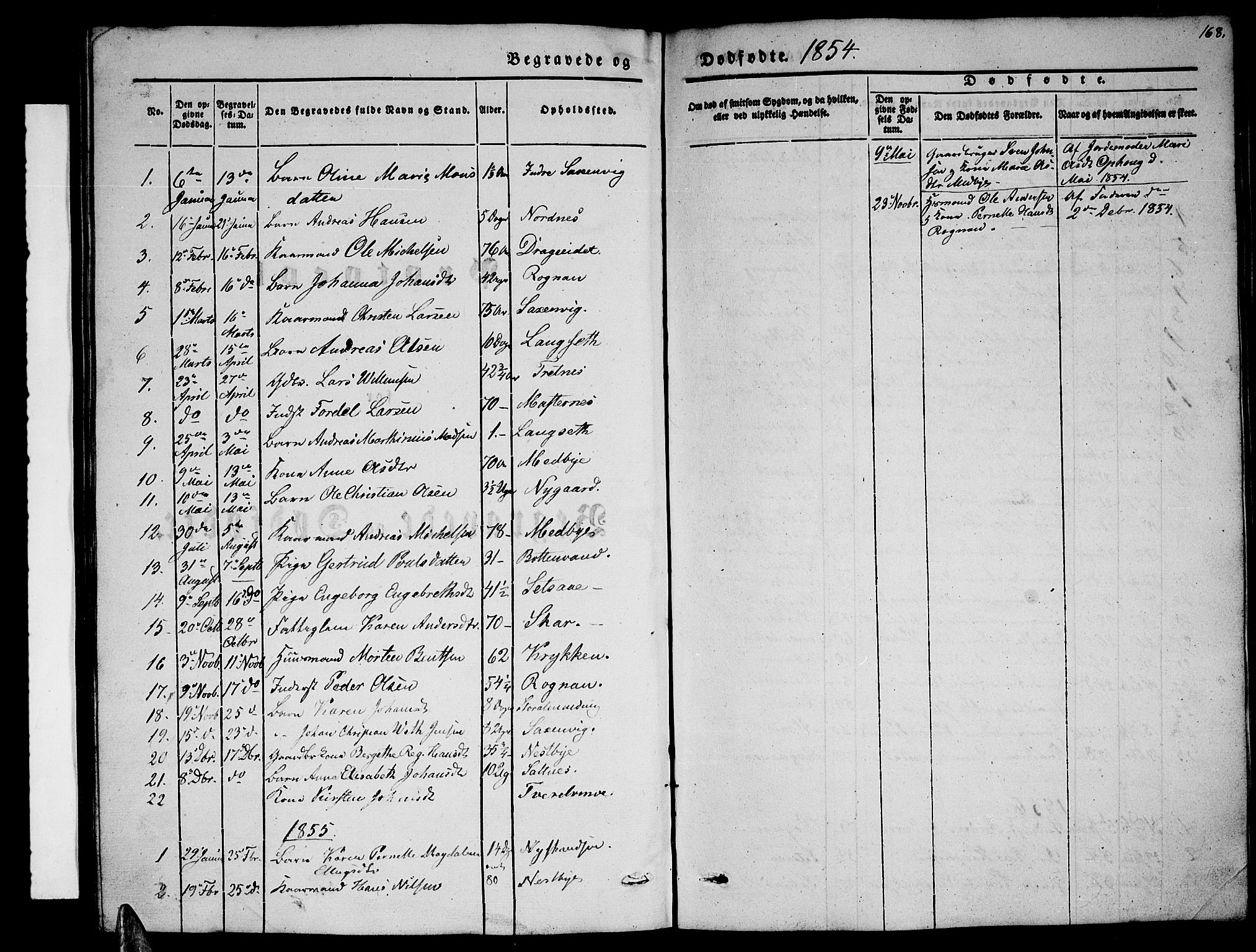 Ministerialprotokoller, klokkerbøker og fødselsregistre - Nordland, SAT/A-1459/847/L0678: Parish register (copy) no. 847C06, 1854-1870, p. 168