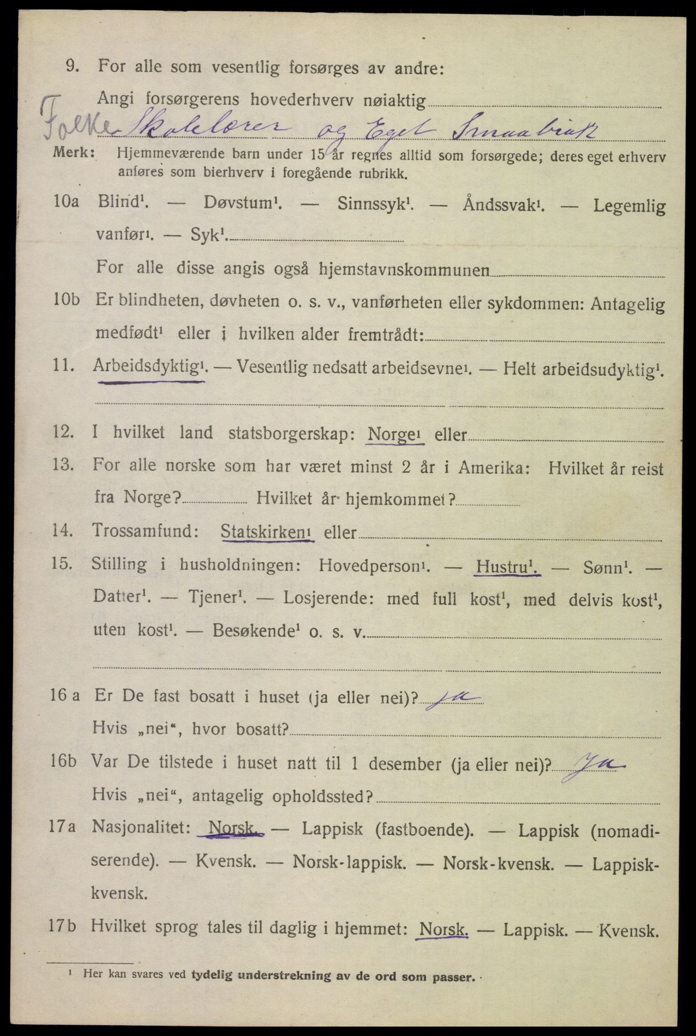 SAT, 1920 census for Evenes, 1920, p. 3593