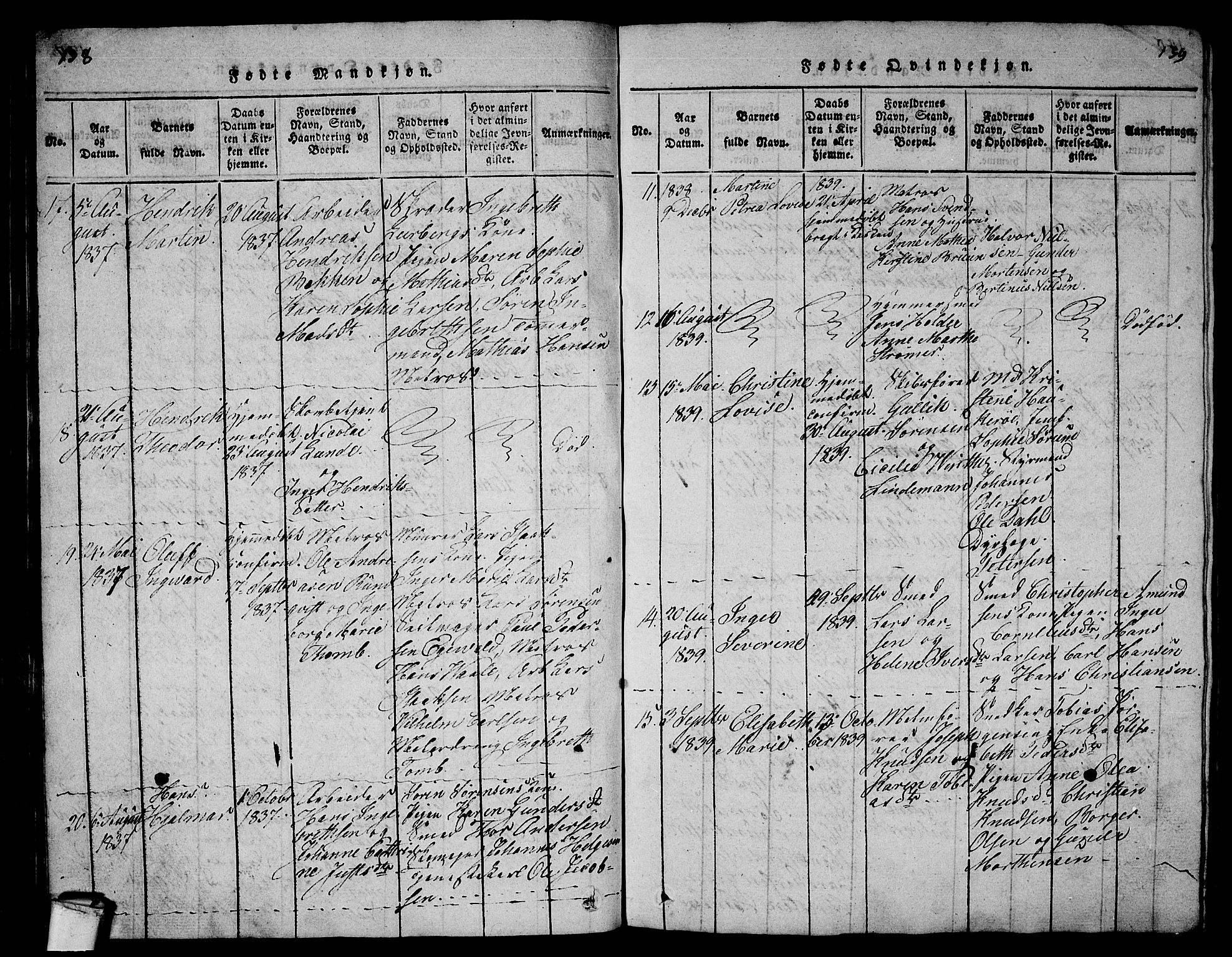 Larvik kirkebøker, SAKO/A-352/G/Gb/L0001: Parish register (copy) no. II 1, 1818-1843, p. 138-139