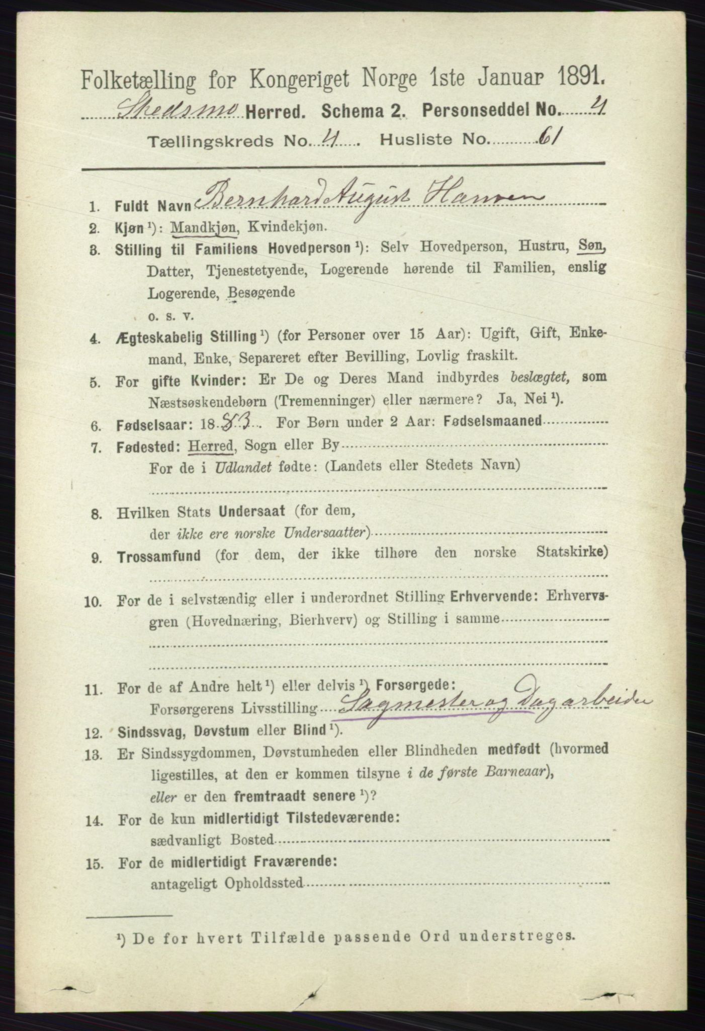 RA, 1891 census for 0231 Skedsmo, 1891, p. 2226