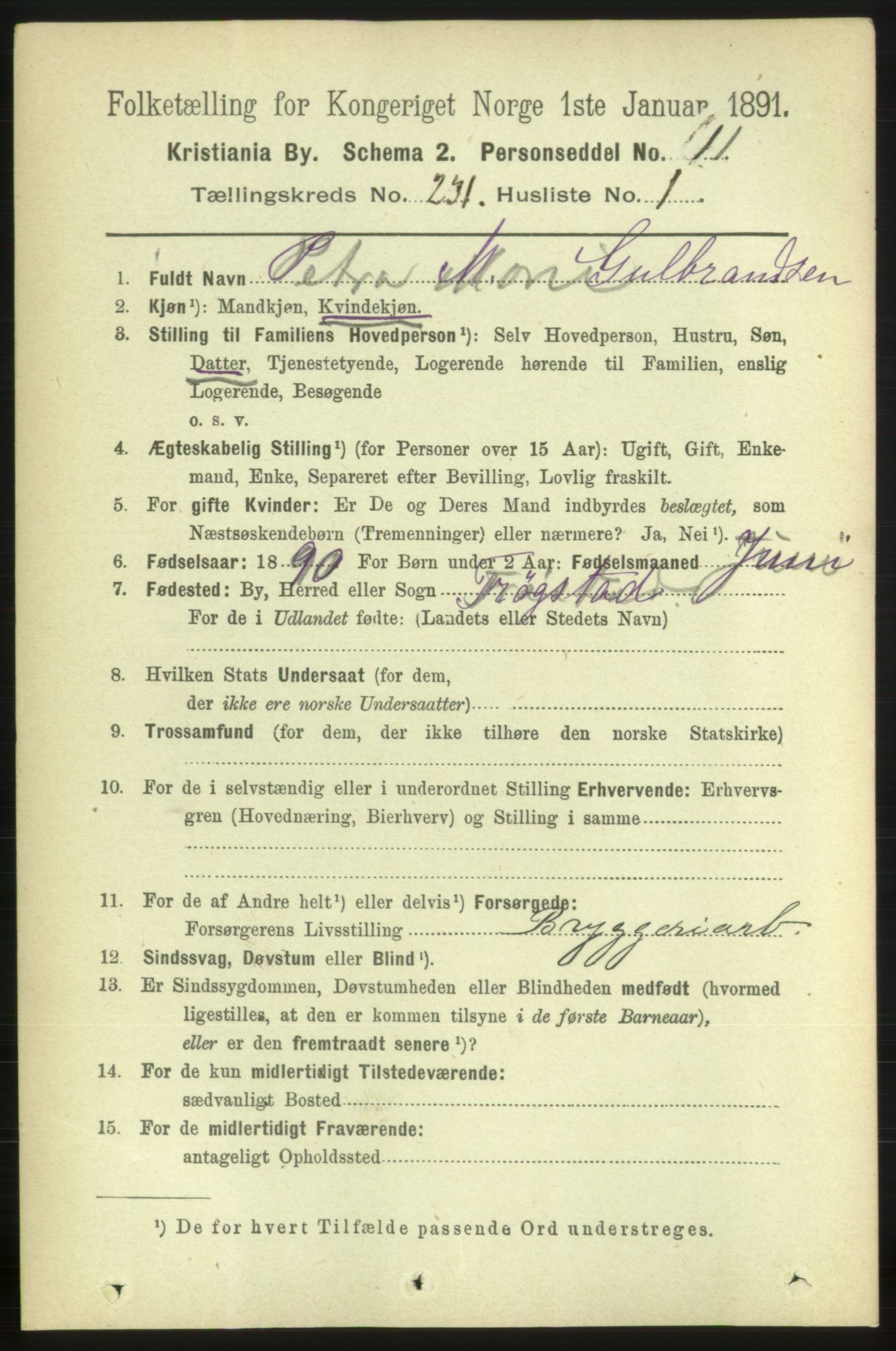 RA, 1891 census for 0301 Kristiania, 1891, p. 142515