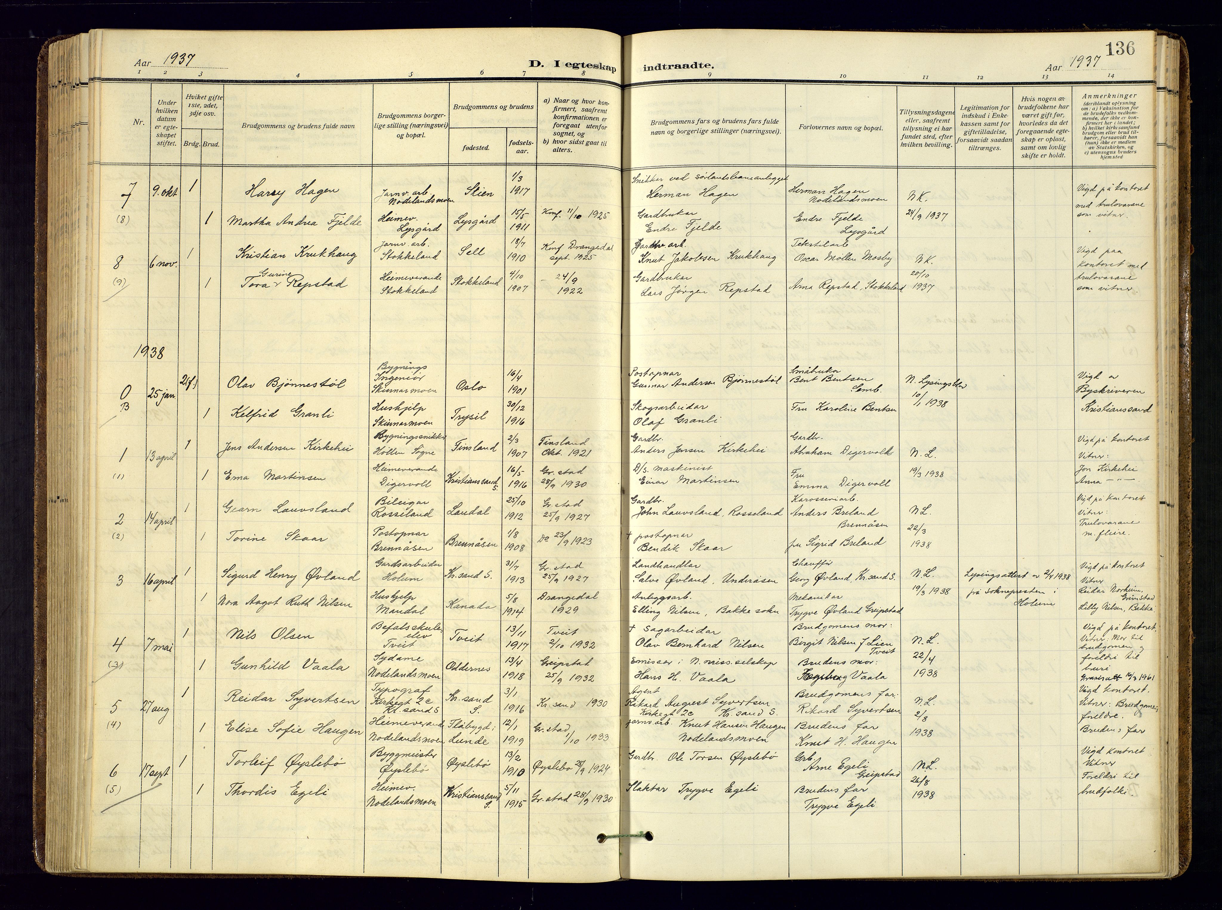 Søgne sokneprestkontor, AV/SAK-1111-0037/F/Fa/Faa/L0004: Parish register (official) no. A-4, 1911-1945, p. 136