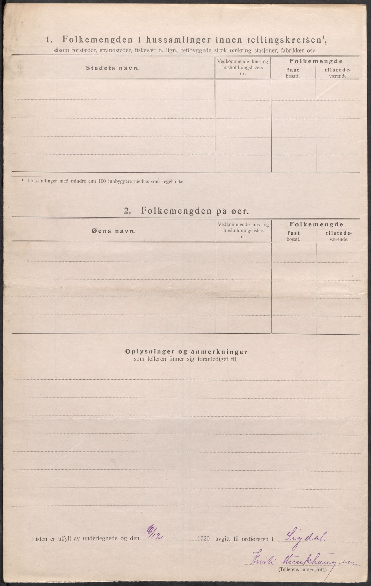 SAKO, 1920 census for Sigdal, 1920, p. 41