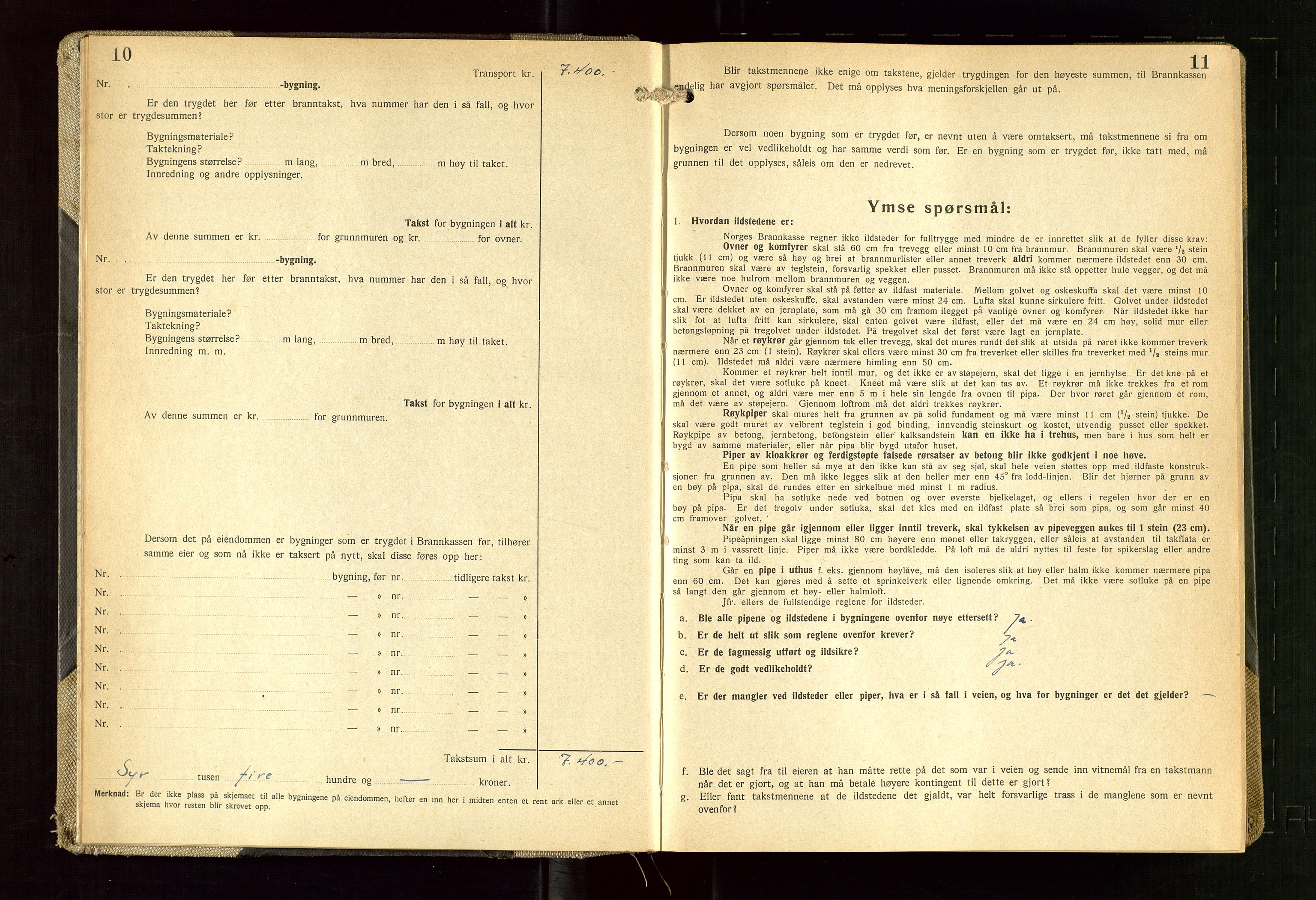 Skudenes lensmannskontor, SAST/A-100444/Gob/L0003: "Brandtakstprotokoll", 1942-1954, p. 10-11