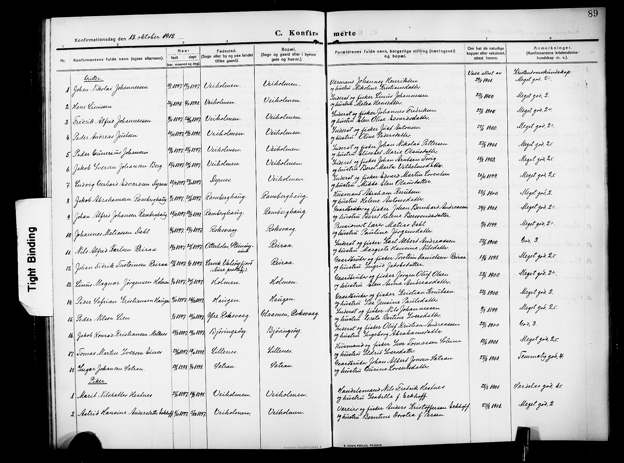 Ministerialprotokoller, klokkerbøker og fødselsregistre - Møre og Romsdal, SAT/A-1454/583/L0956: Parish register (copy) no. 583C01, 1909-1925, p. 89