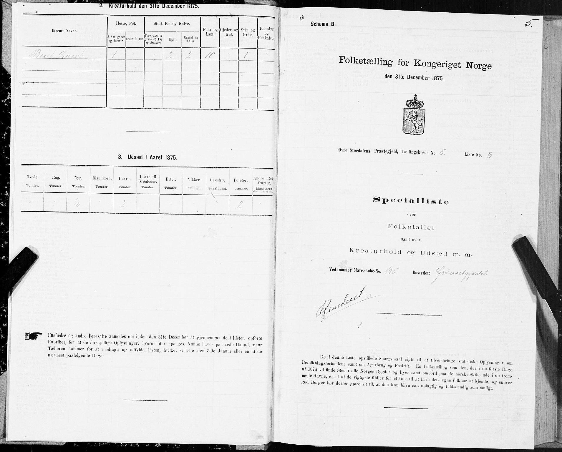 SAT, 1875 census for 1711P Øvre Stjørdal, 1875, p. 3005