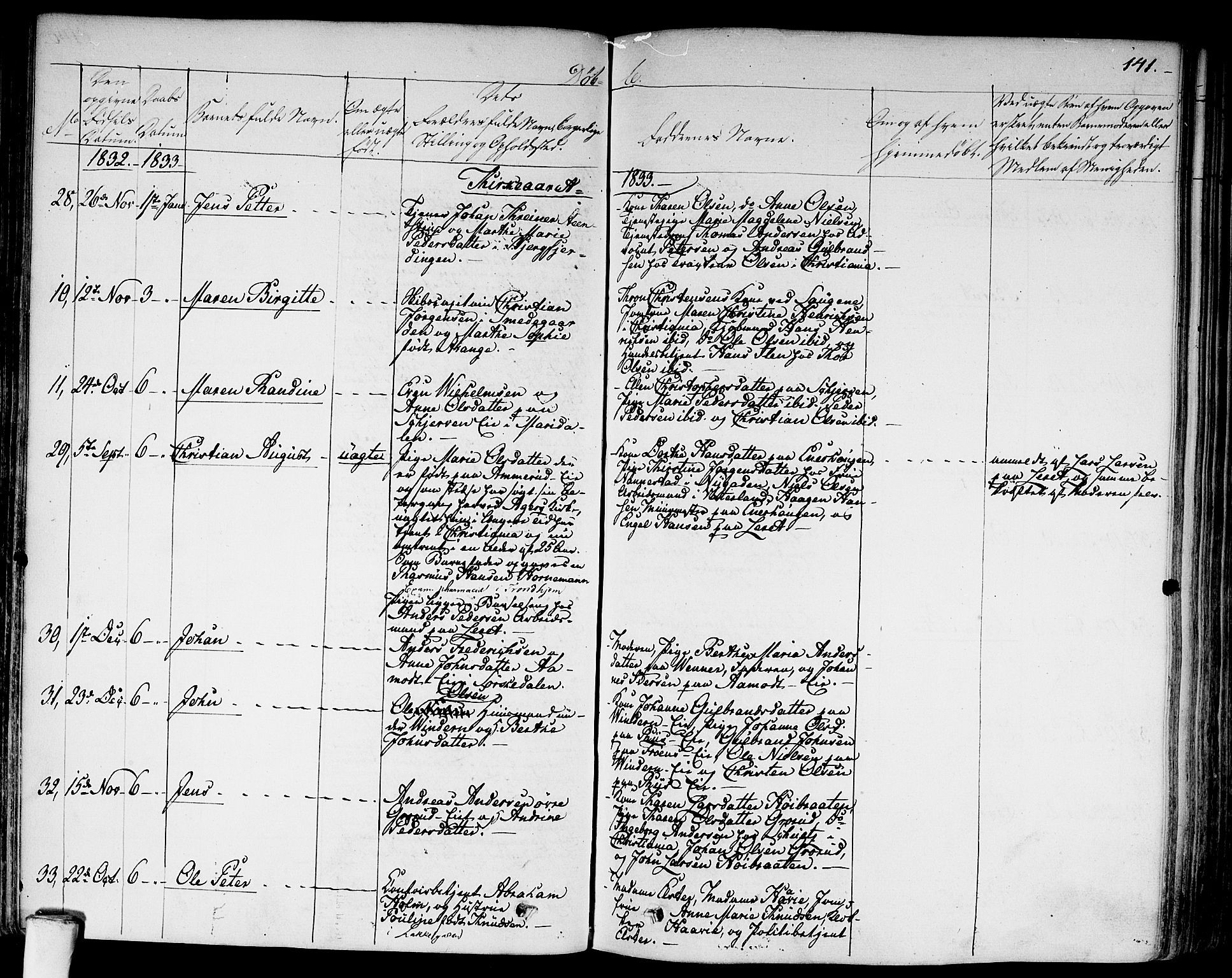 Aker prestekontor kirkebøker, AV/SAO-A-10861/F/L0013: Parish register (official) no. 13, 1828-1837, p. 141