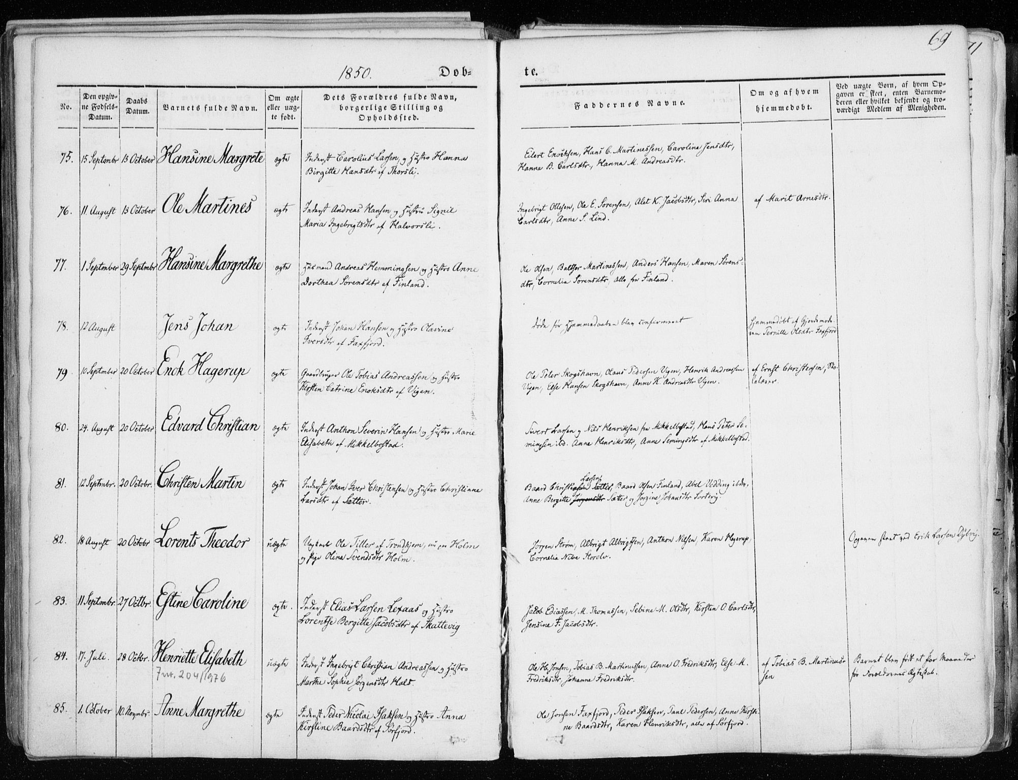 Tranøy sokneprestkontor, AV/SATØ-S-1313/I/Ia/Iaa/L0006kirke: Parish register (official) no. 6, 1844-1855, p. 69