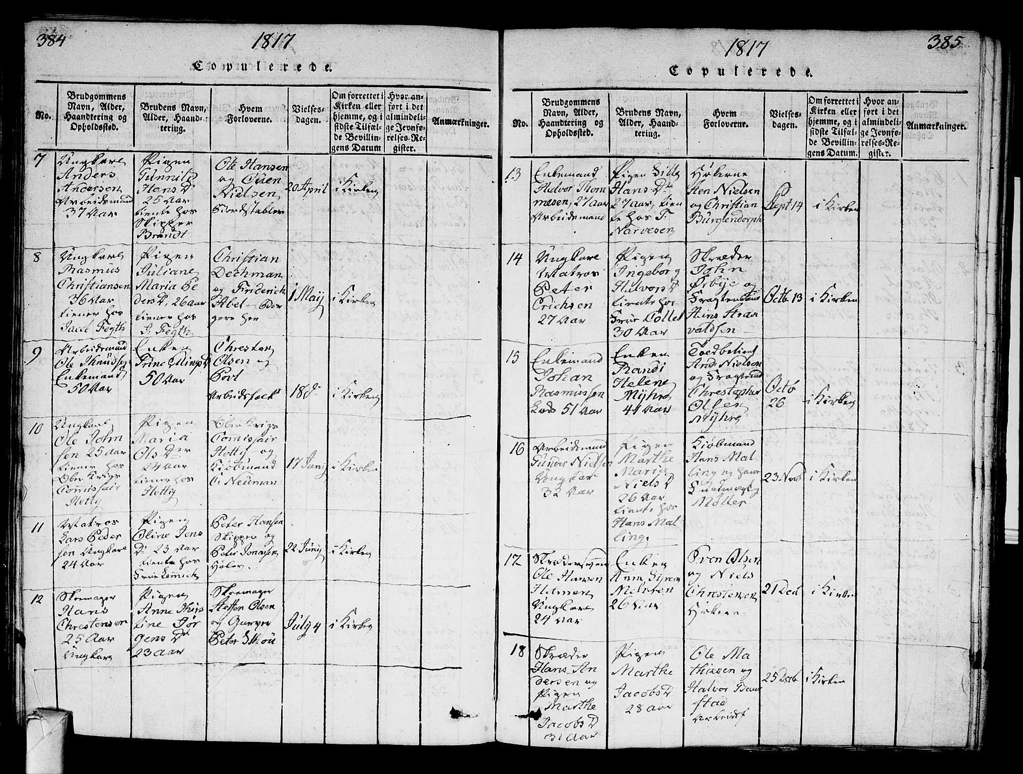 Strømsø kirkebøker, SAKO/A-246/G/Ga/L0001: Parish register (copy) no. 1, 1815-1829, p. 384-385