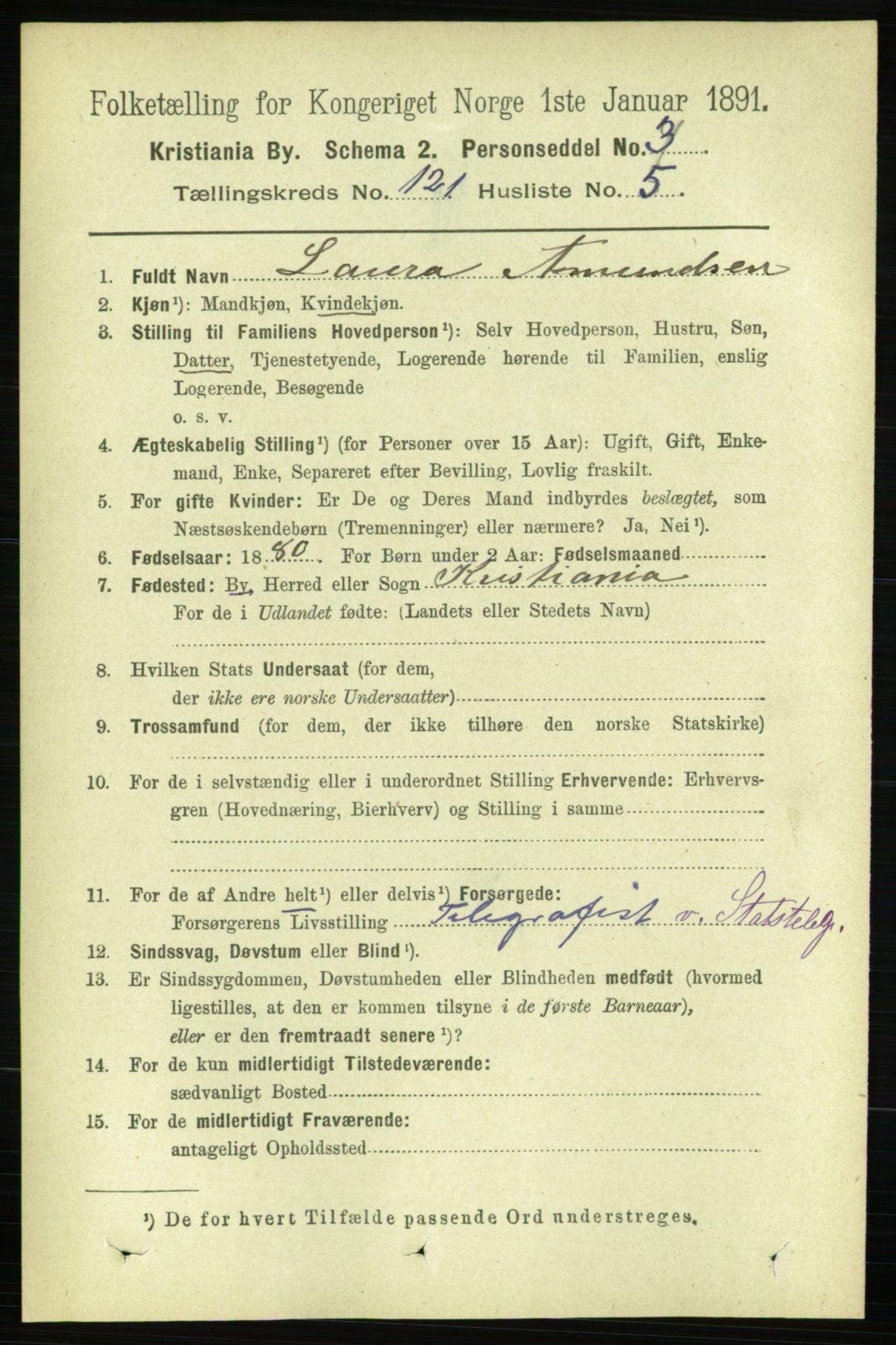 RA, 1891 census for 0301 Kristiania, 1891, p. 64394