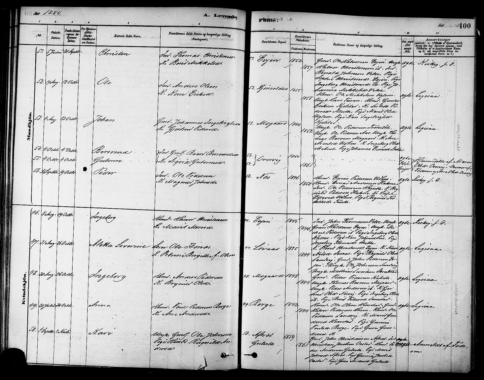 Ministerialprotokoller, klokkerbøker og fødselsregistre - Sør-Trøndelag, AV/SAT-A-1456/695/L1148: Parish register (official) no. 695A08, 1878-1891, p. 100