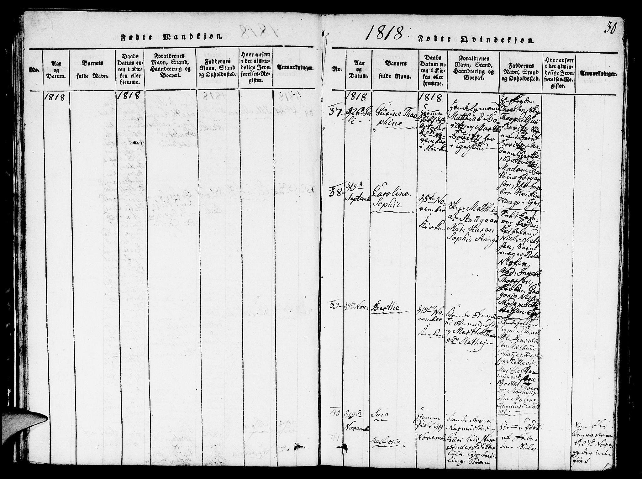 Eigersund sokneprestkontor, AV/SAST-A-101807/S09/L0001: Parish register (copy) no. B 1, 1815-1827, p. 30