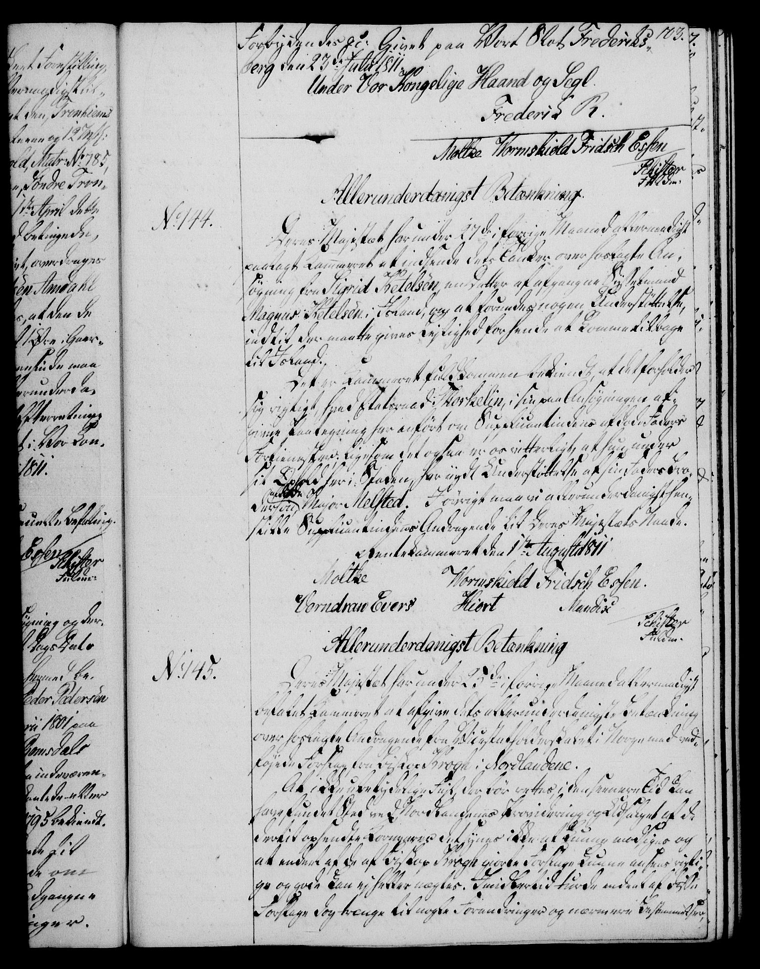 Rentekammeret, Kammerkanselliet, AV/RA-EA-3111/G/Gg/Gga/L0020: Norsk ekspedisjonsprotokoll med register (merket RK 53.20), 1811-1814, p. 103