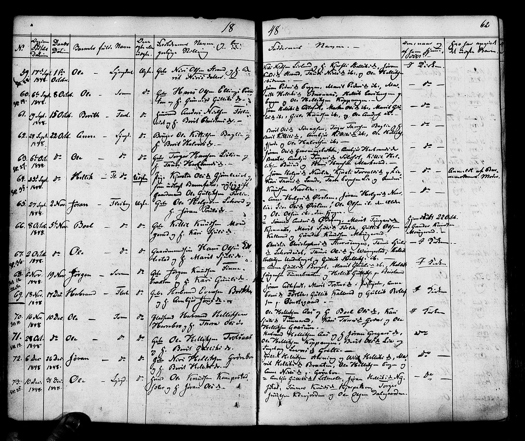 Flesberg kirkebøker, AV/SAKO-A-18/F/Fa/L0006: Parish register (official) no. I 6, 1834-1860, p. 62