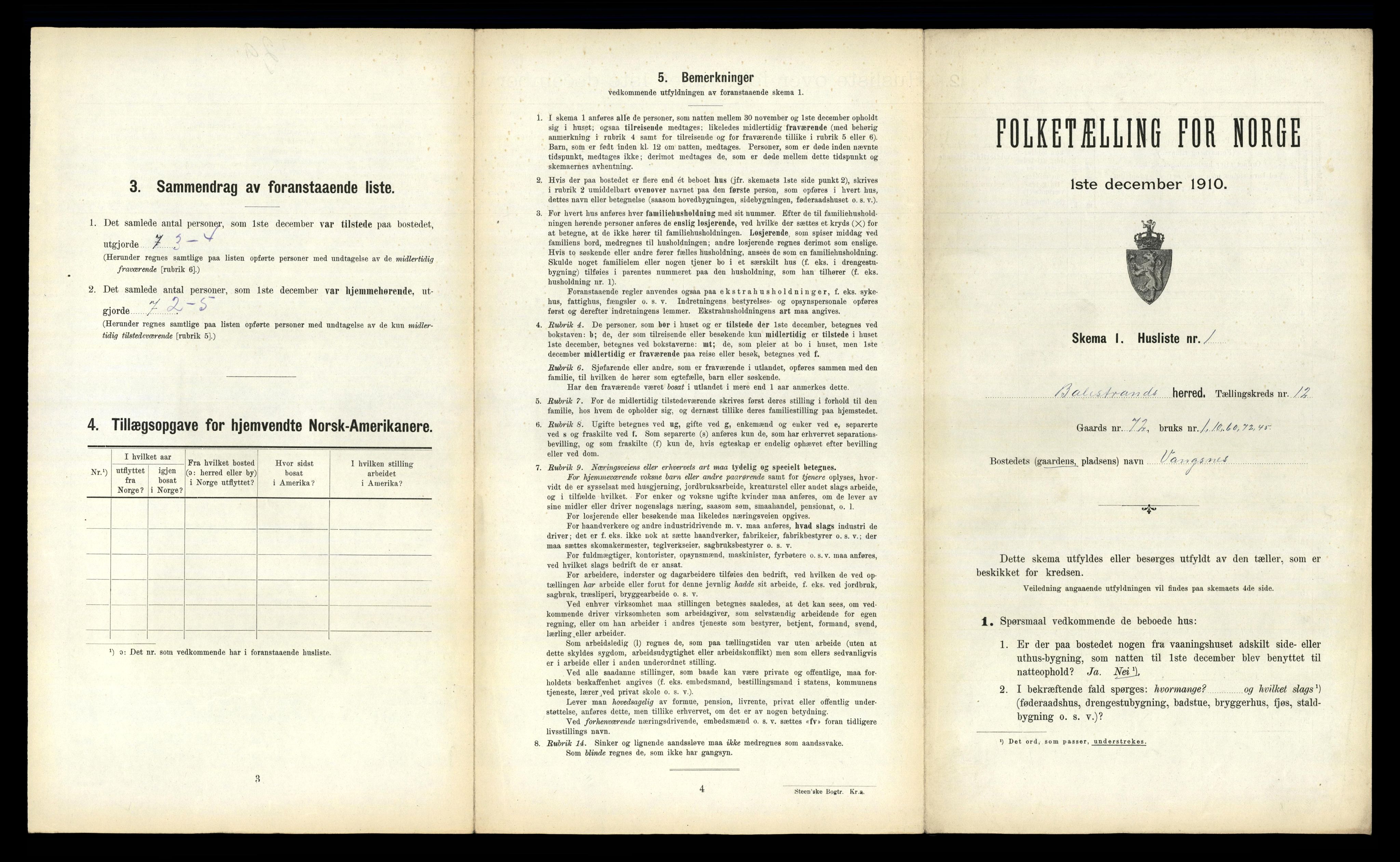 RA, 1910 census for Balestrand, 1910, p. 748